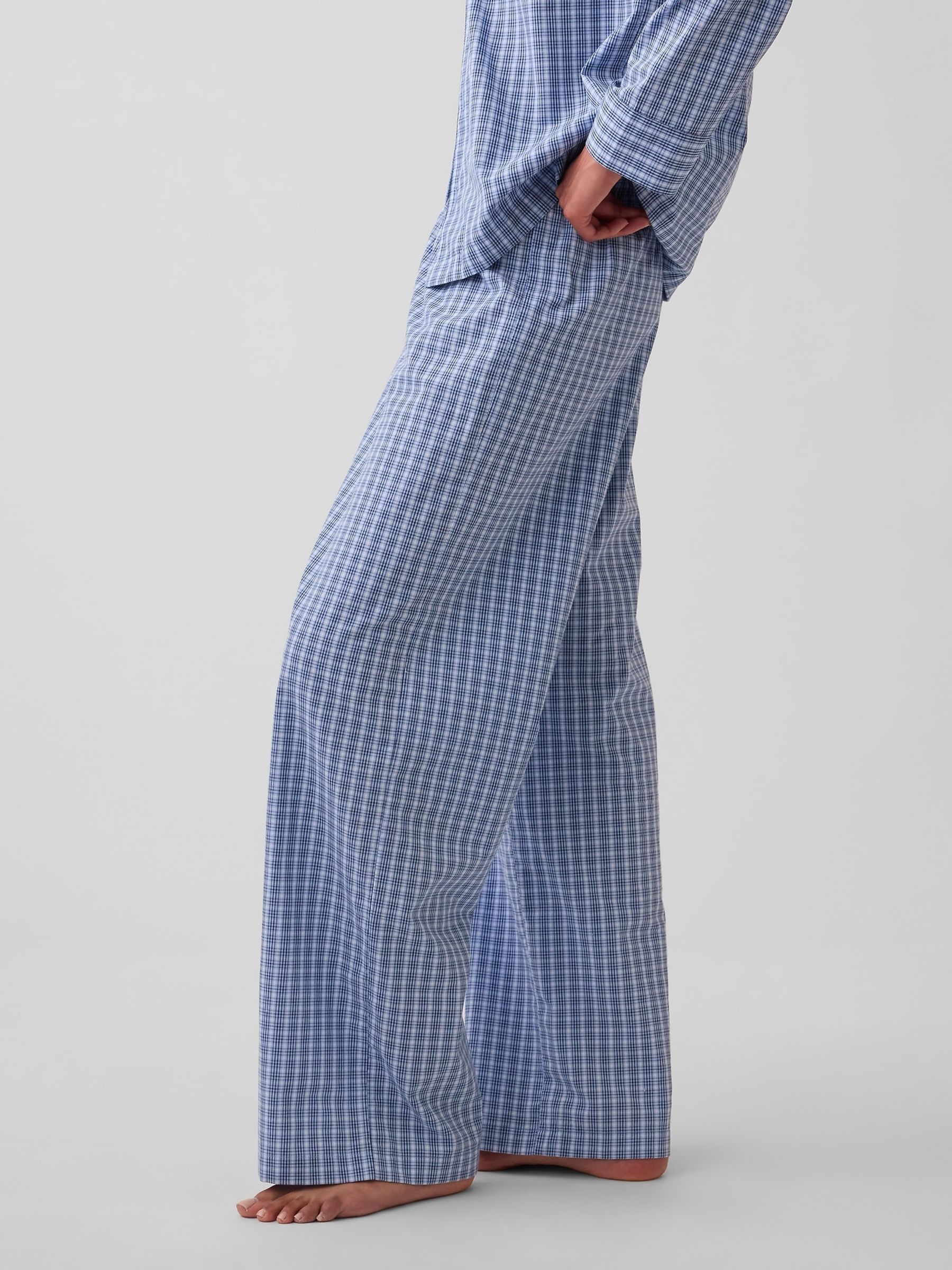 Blue Check Poplin Pyjamas Bottoms - Image 3 of 5