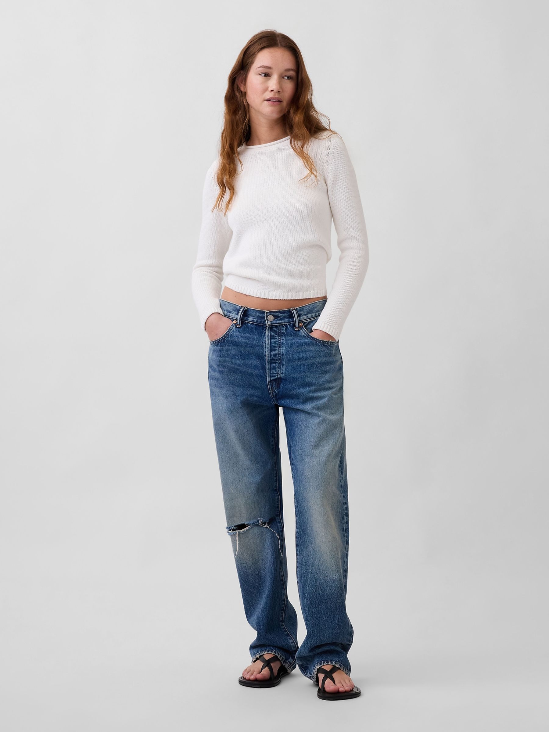 White Cotton Rolled-Neck Jumper - Image 3 of 4