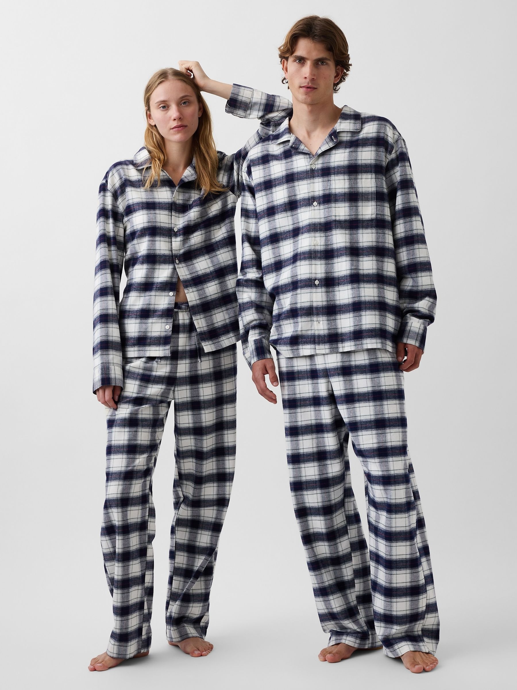 Navy Blue Check Softest Flannel Pyjamas Shirt - Image 3 of 4