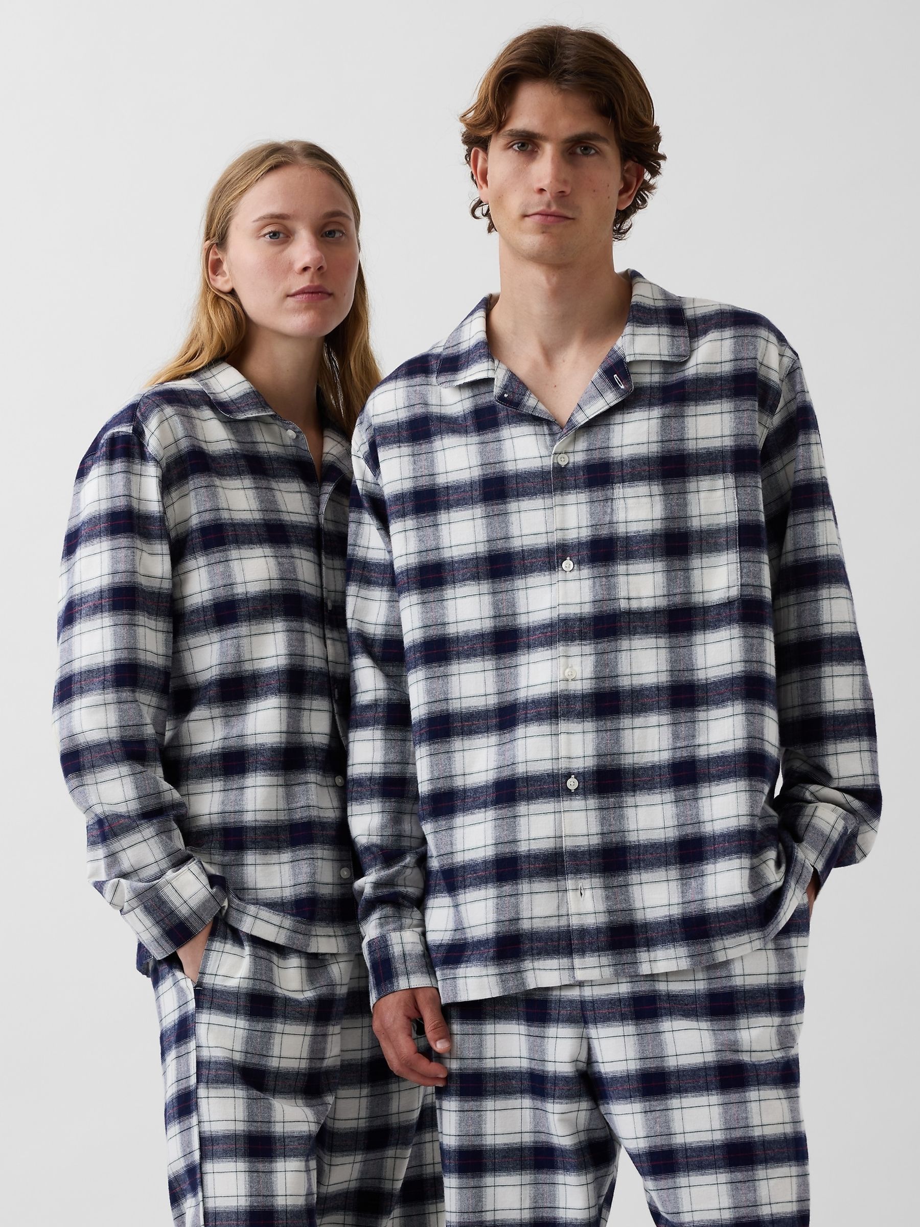 Navy Blue Check Softest Flannel Pyjamas Shirt - Image 4 of 4