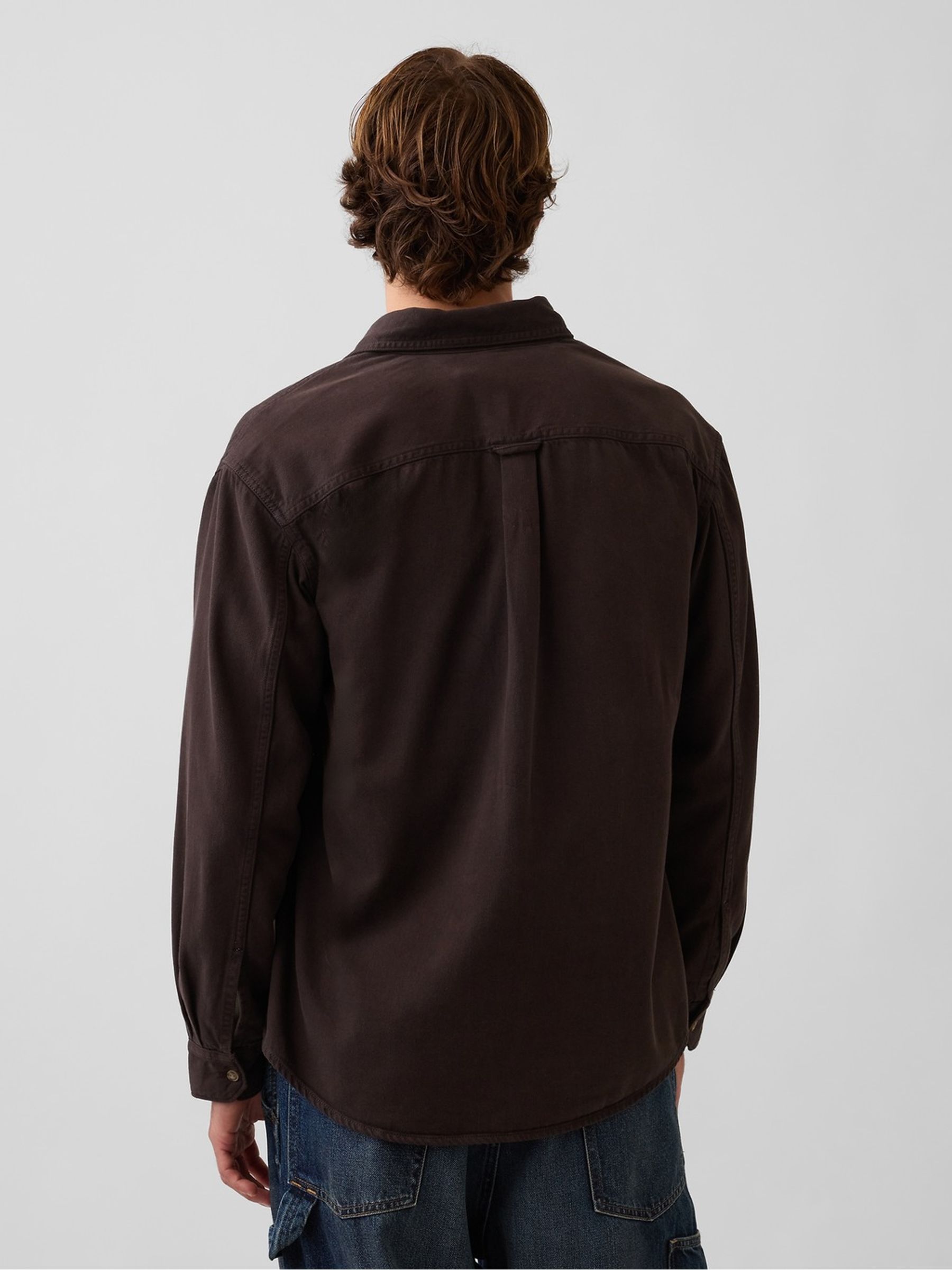 Brown UltraSoft Denim Relaxed Utility Shirt - Image 2 of 5