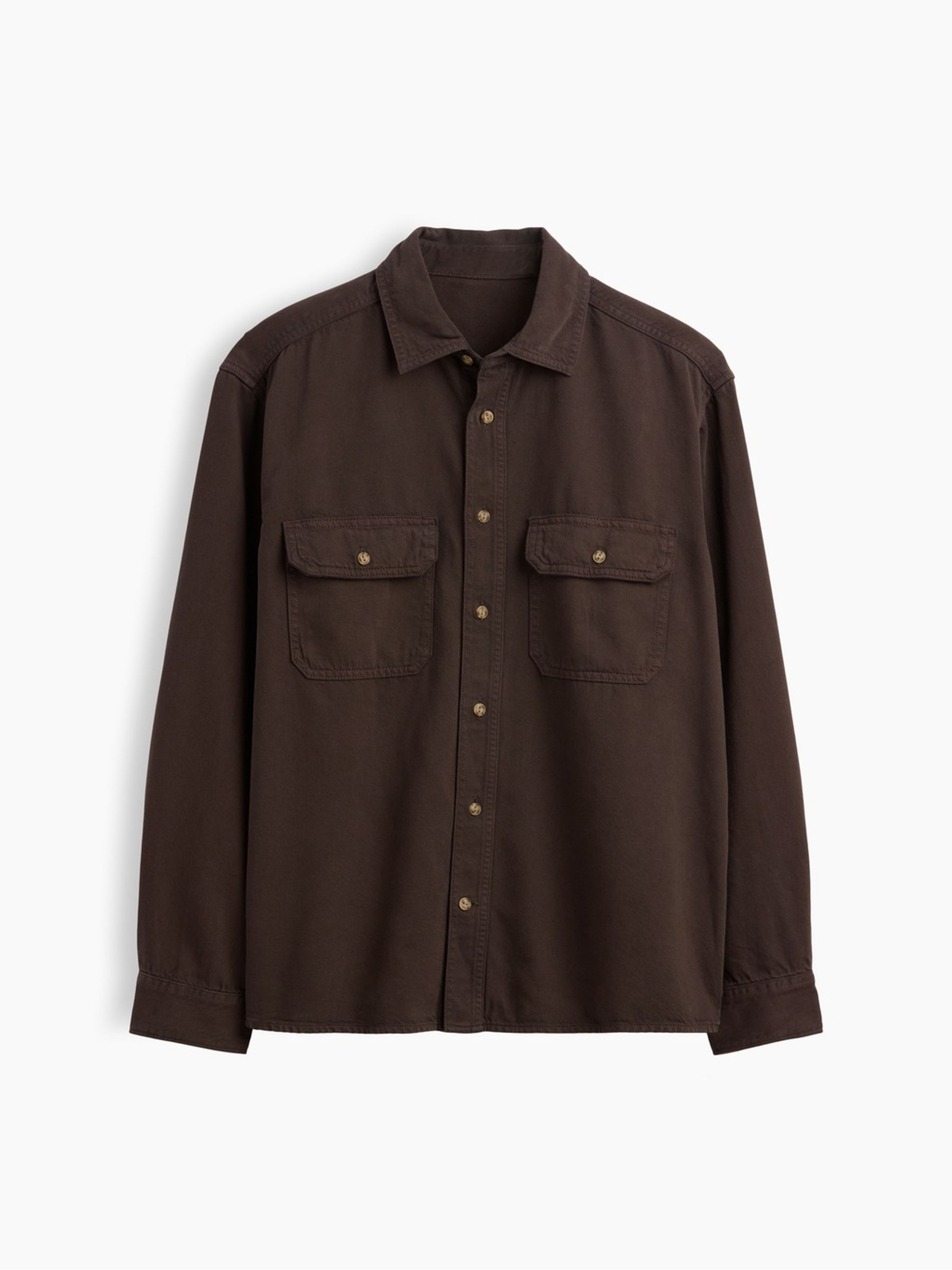 Brown UltraSoft Denim Relaxed Utility Shirt - Image 5 of 5 Brown UltraSoft Denim Relaxed Utility Shirt - Image 5 of 5