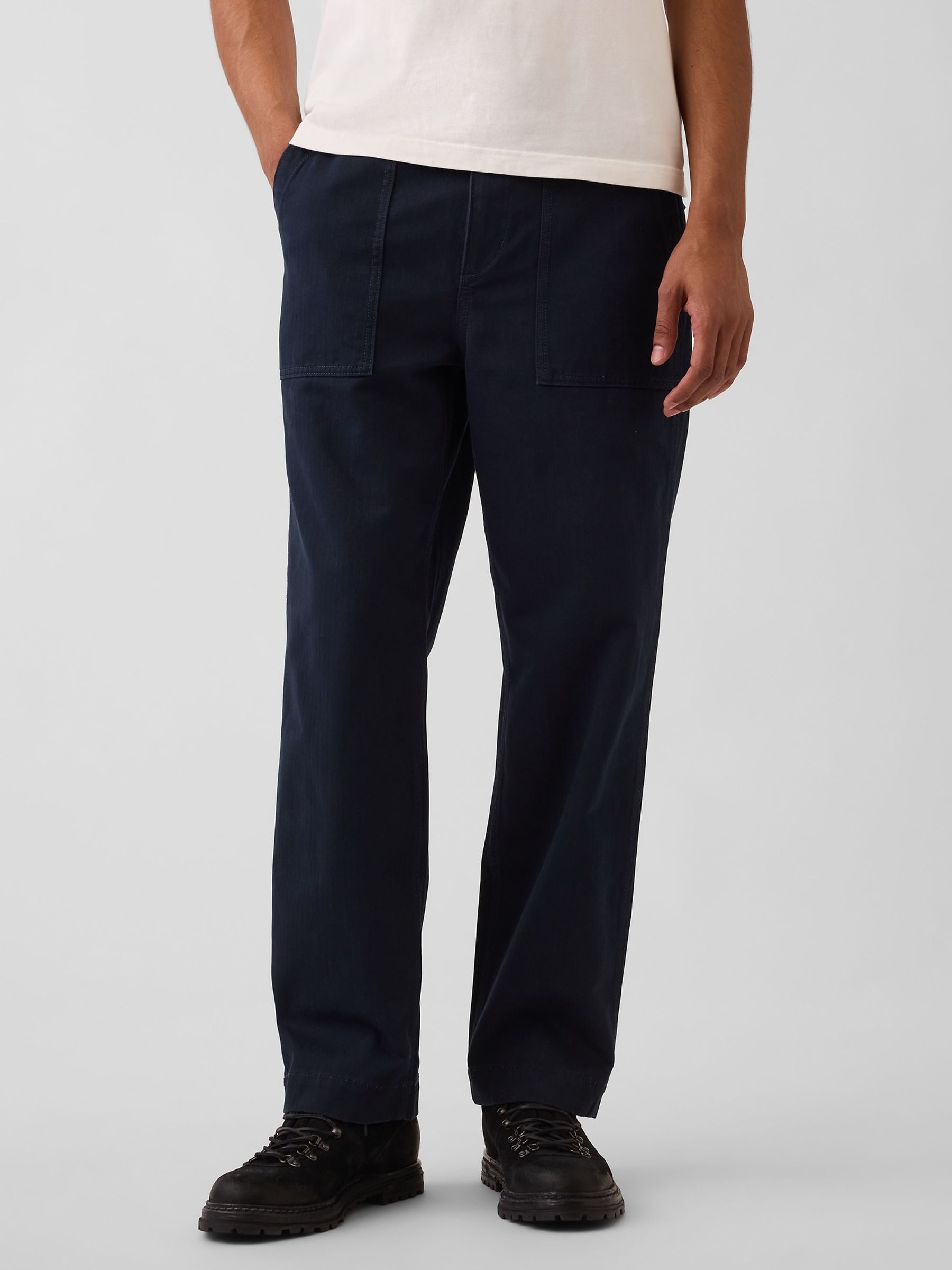 Navy Herringbone '90s Loose Trousers - Image 1 of 6