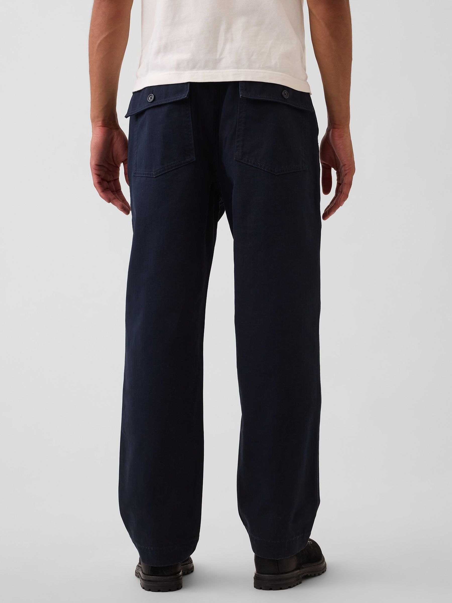 Navy Herringbone '90s Loose Trousers - Image 2 of 6 Navy Herringbone '90s Loose Trousers - Image 2 of 6