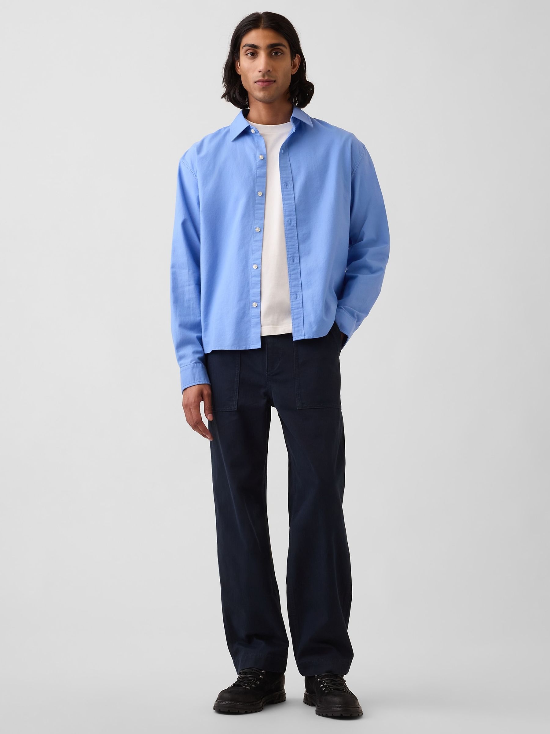 Navy Herringbone '90s Loose Trousers - Image 5 of 6
