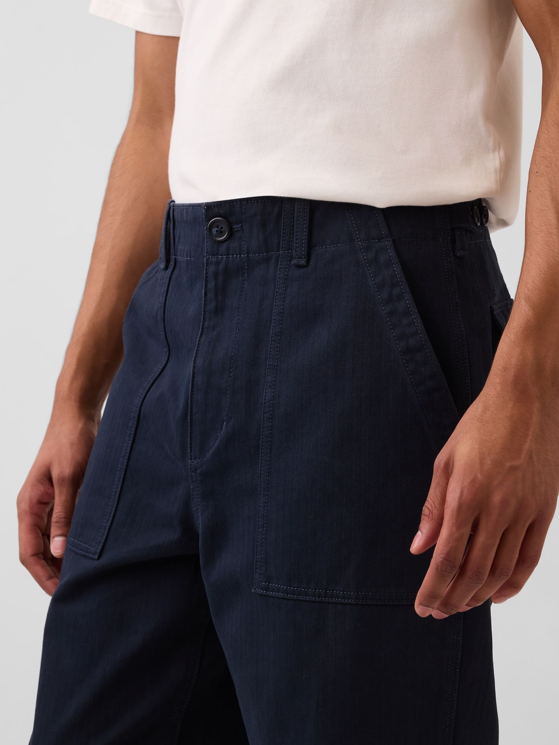 Navy Herringbone '90s Loose Trousers - Image 6 of 6