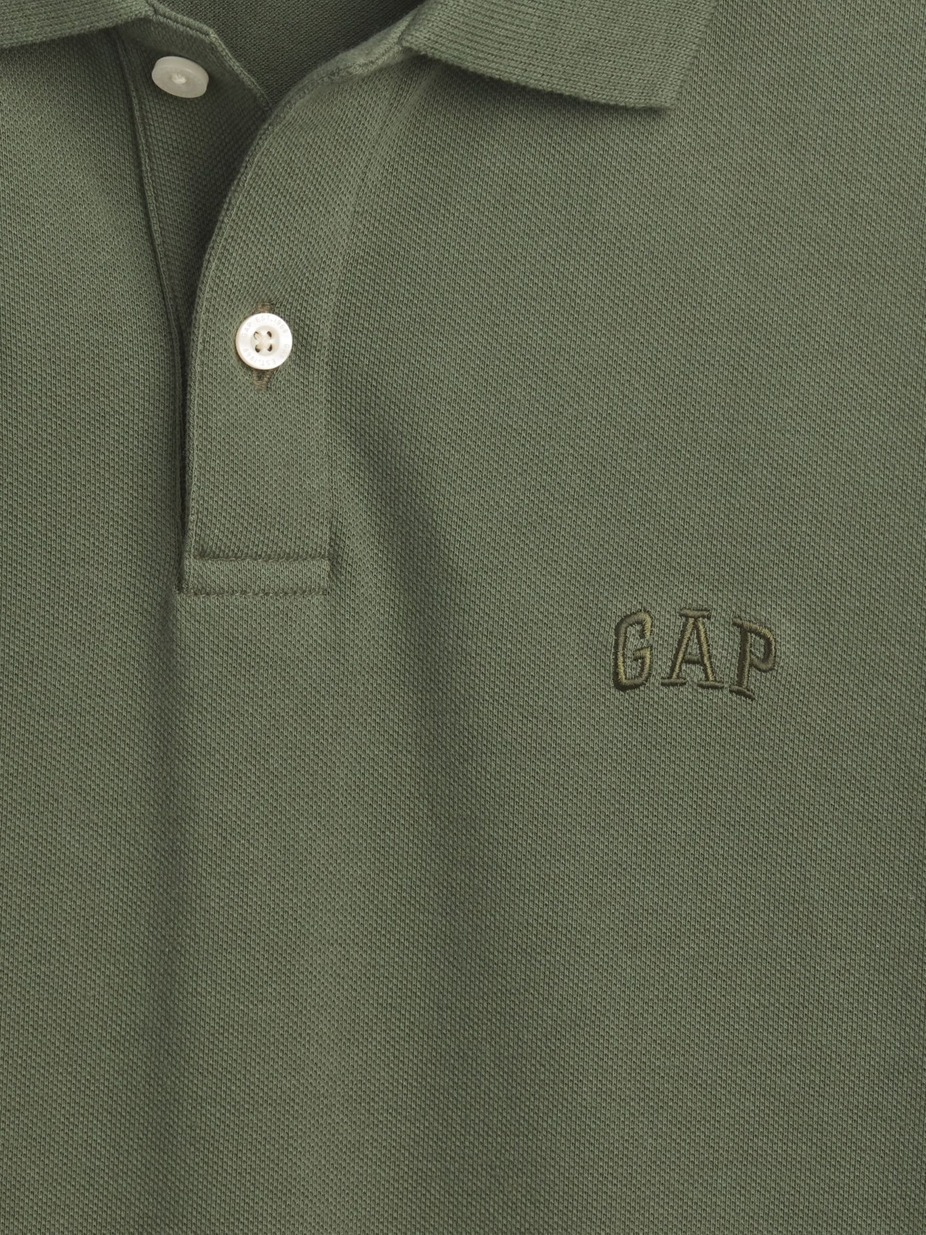 Khaki Green Logo Pique Polo Shirt - Image 4 of 4