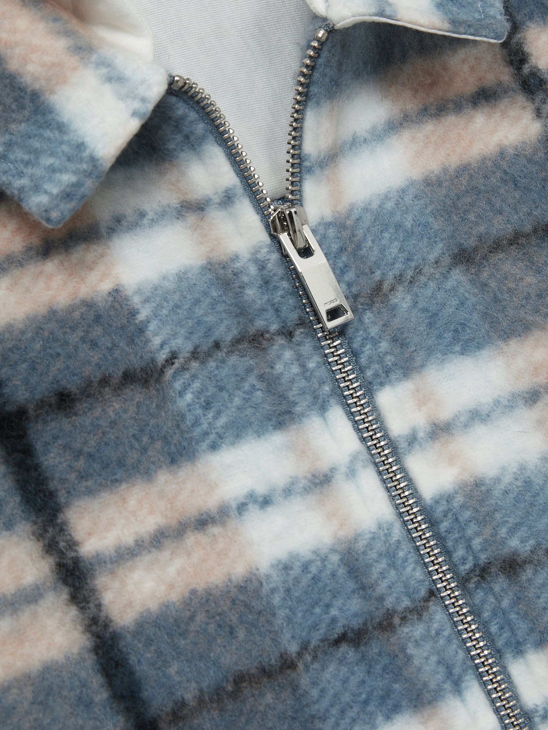 9-13 yrs Long Sleeved Hooded Check Overshirt in Blue - Image 4 of 4