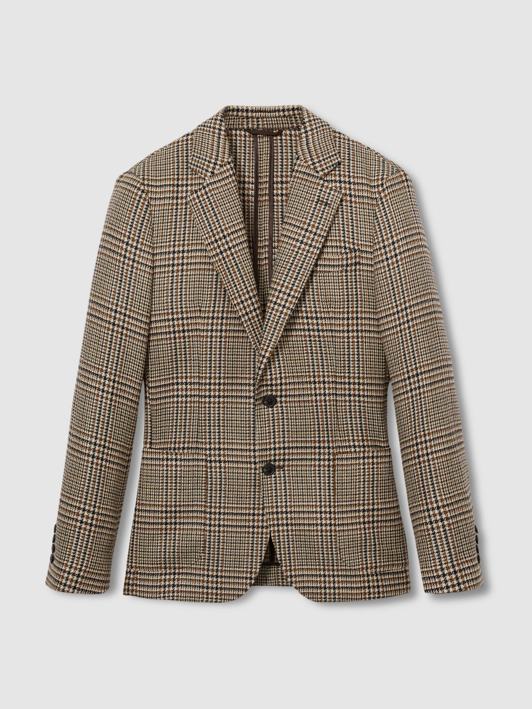 Atelier Single-Breasted Blazer in Wool Prince of Wales-Check in Brown - Image 2 of 8