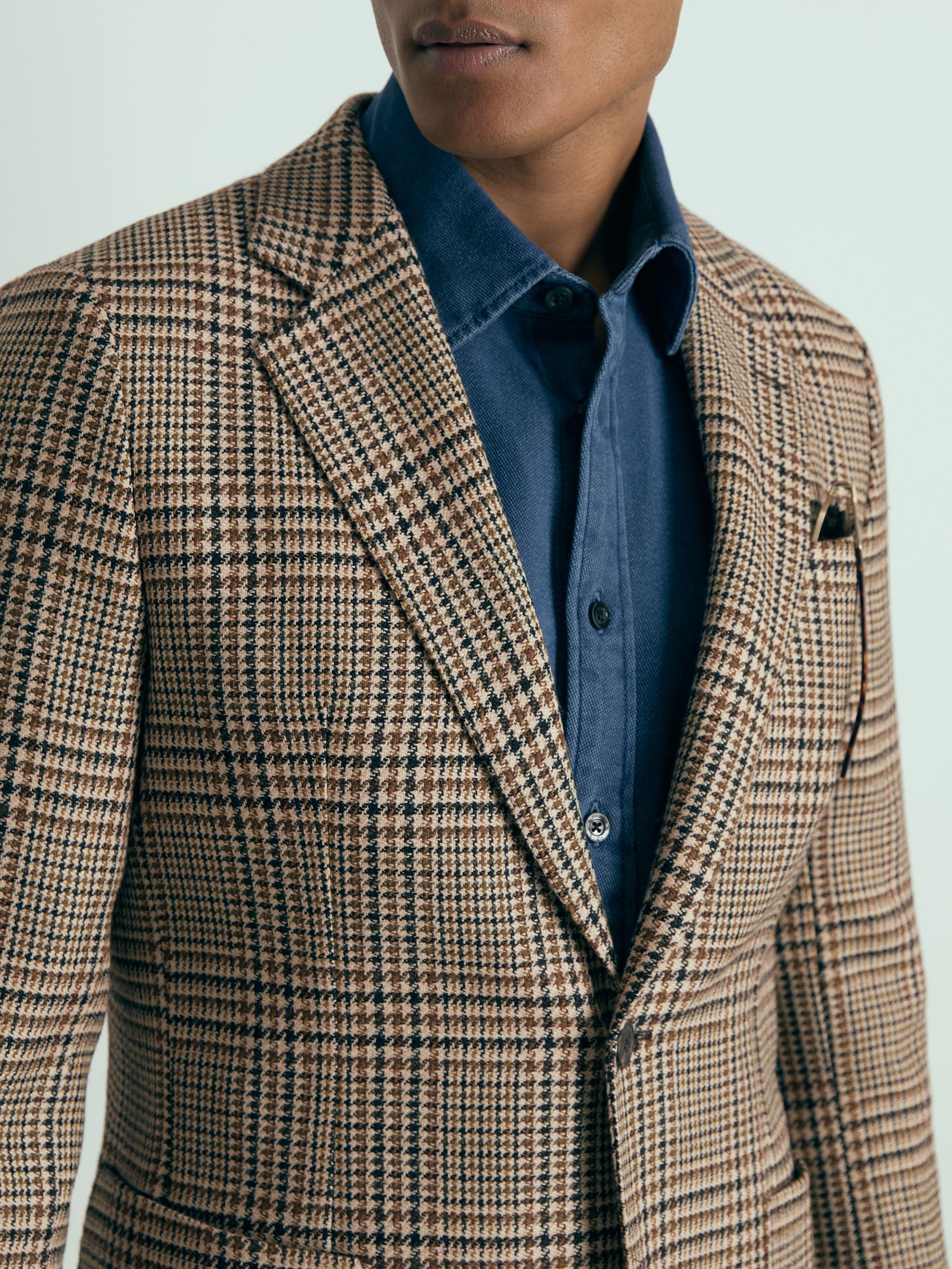 Atelier Single-Breasted Blazer in Wool Prince of Wales-Check in Brown - Image 4 of 8