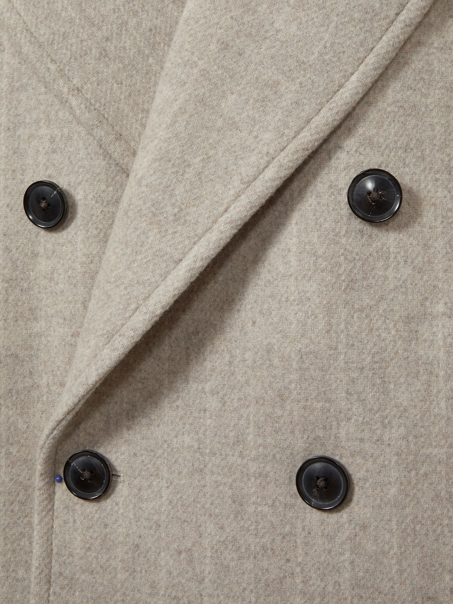 Wool-Blend Pinstripe Pea Coat in Oatmeal - Image 6 of 6
