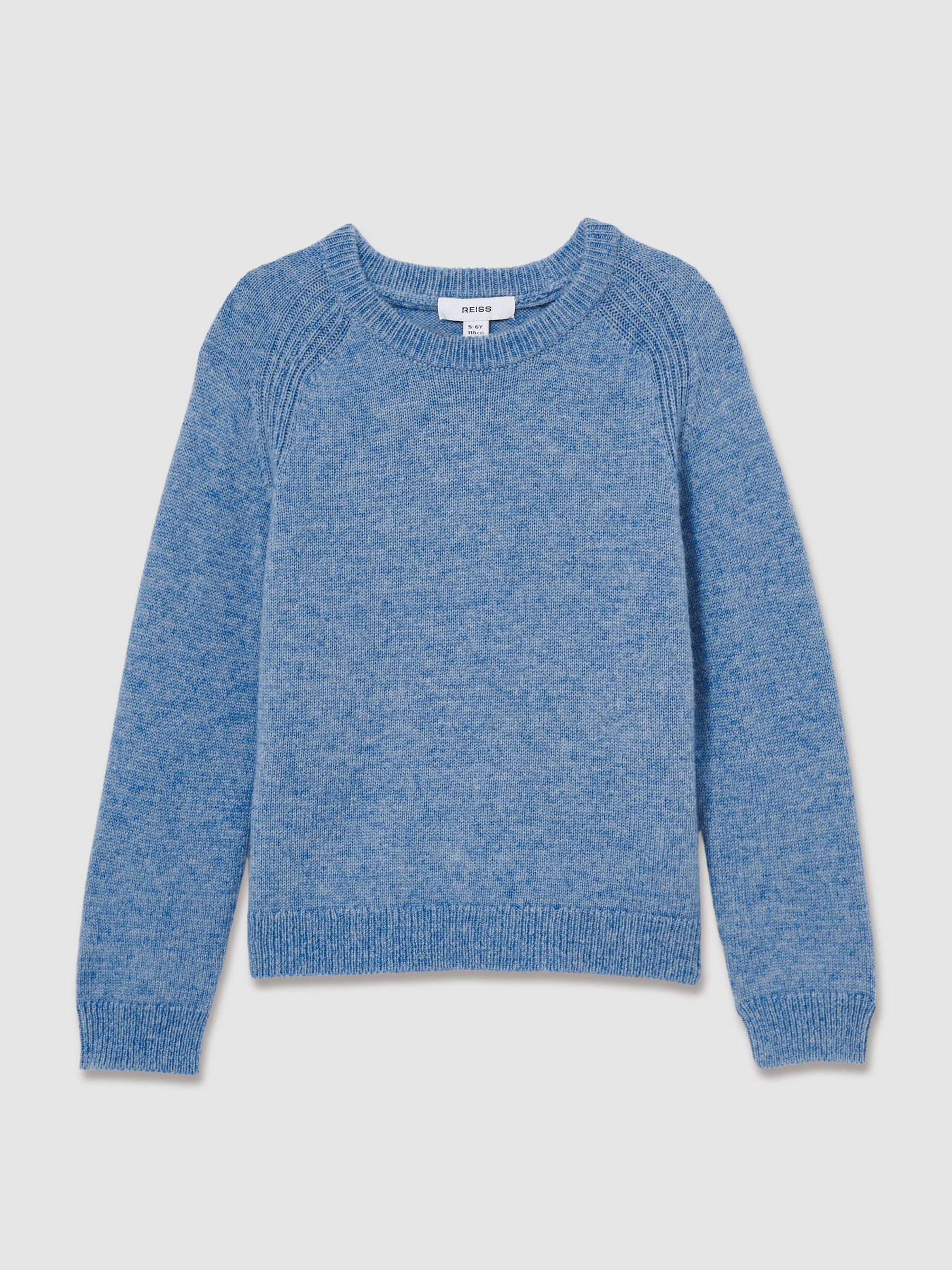3-9 yrs Merino Wool-Blend Crew-Neck Jumper in Airforce Blue - Image 2 of 4
