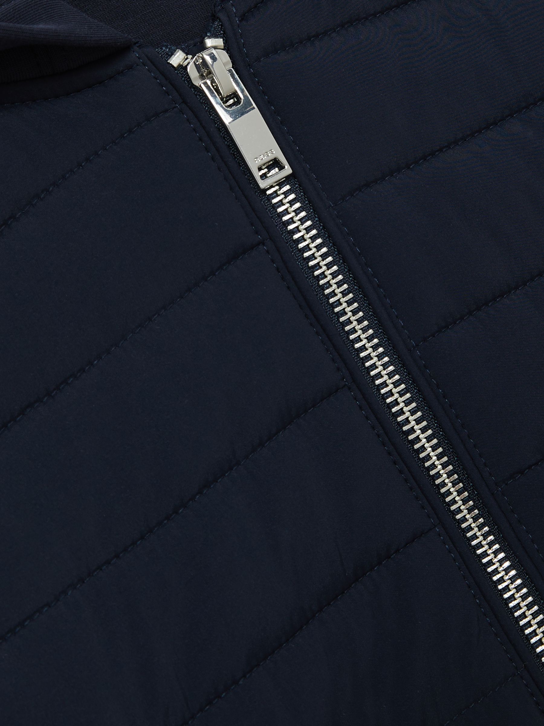 9-13 yrs Interlock Hybrid Hooded Puffer Jacket in Navy - Image 4 of 4