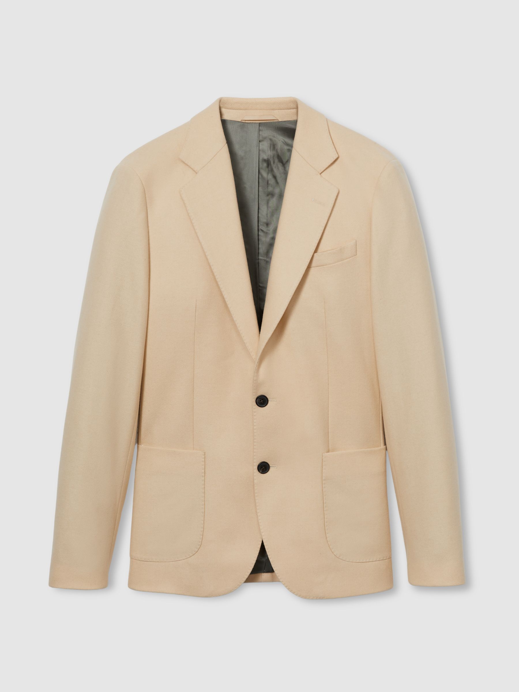 Atelier Single-Breasted Blazer in Wool-Blend Twill in Stone - Image 2 of 8