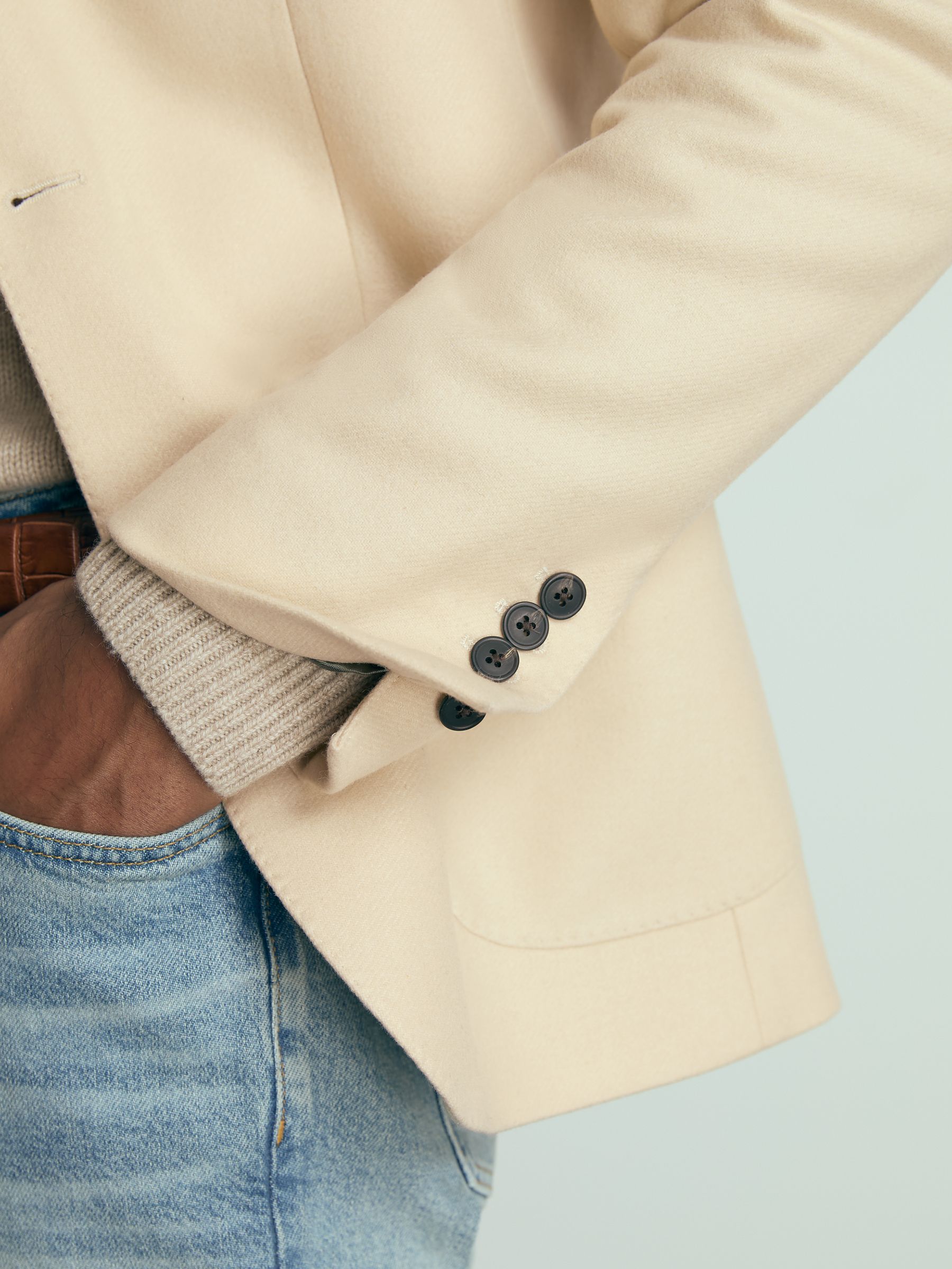 Atelier Single-Breasted Blazer in Wool-Blend Twill in Stone - Image 4 of 8
