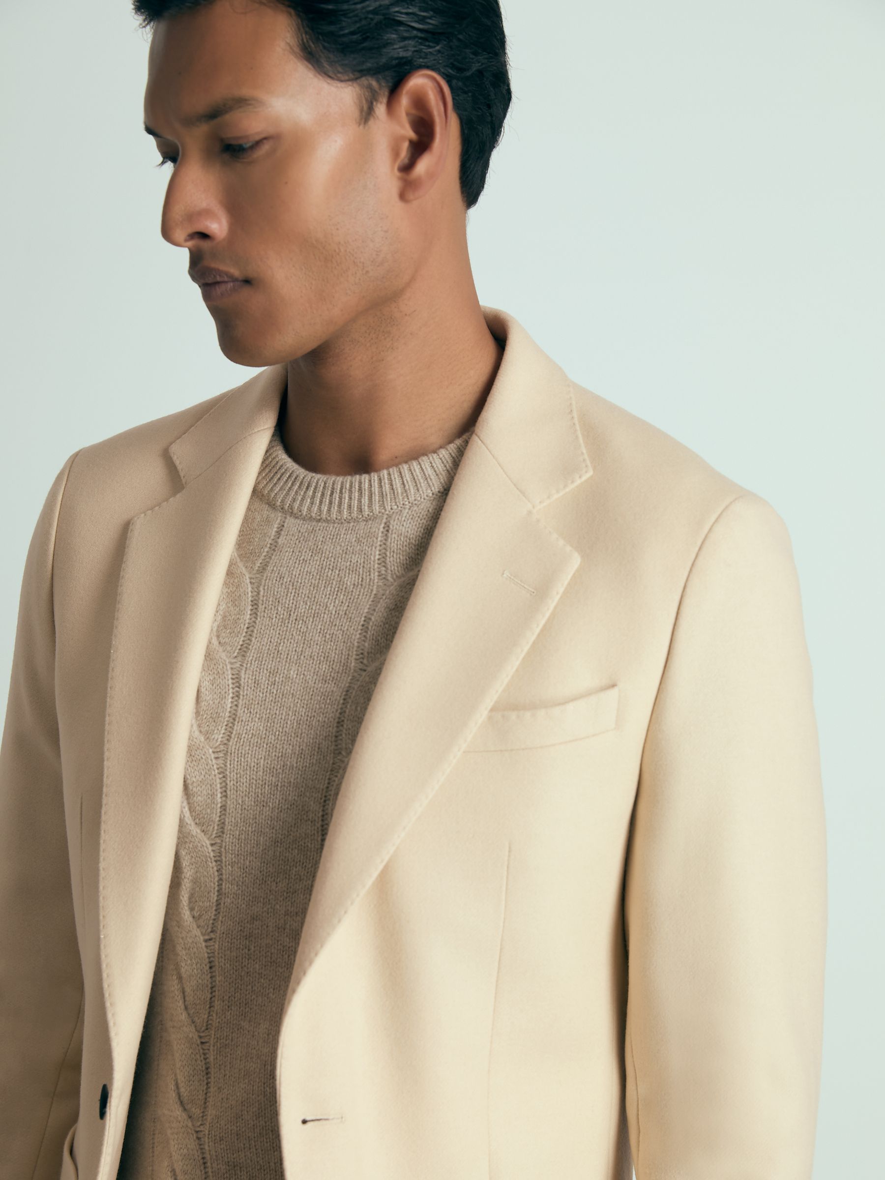Atelier Single-Breasted Blazer in Wool-Blend Twill in Stone - Image 5 of 8