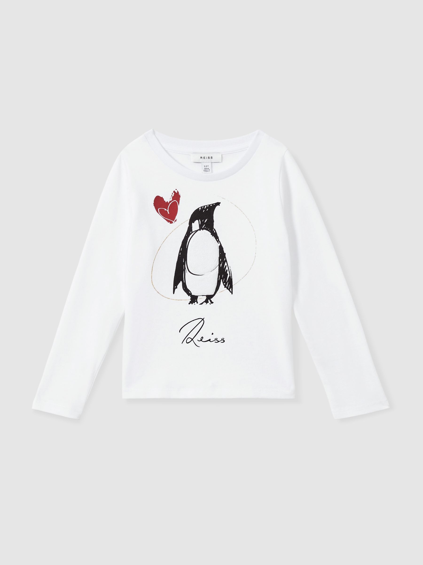 13-14 yrs Cotton Penguin-Print Logo T-Shirt in Ivory - Image 1 of 4