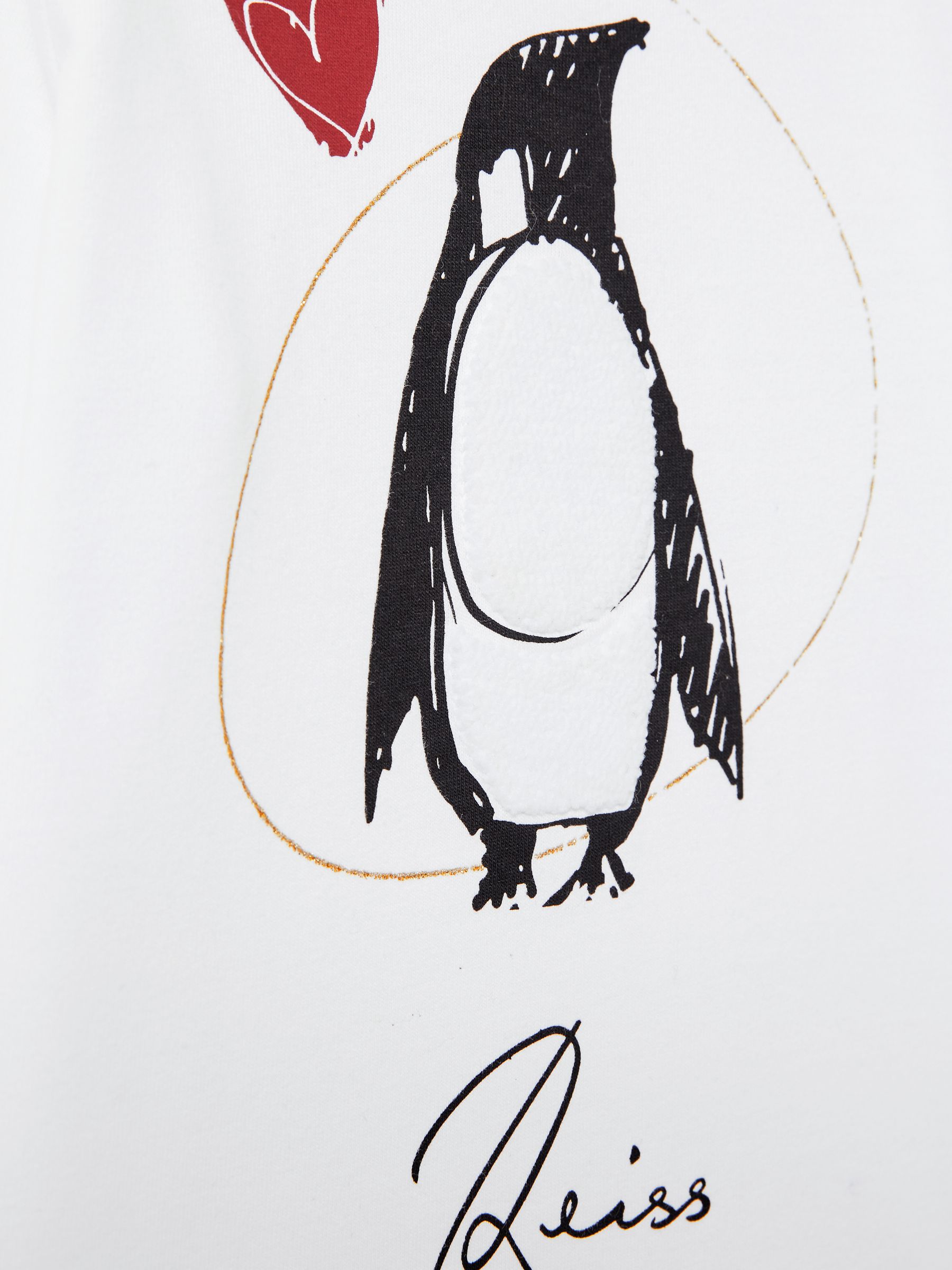 9-13 yrs Cotton Penguin-Print Logo T-Shirt in Ivory - Image 4 of 4