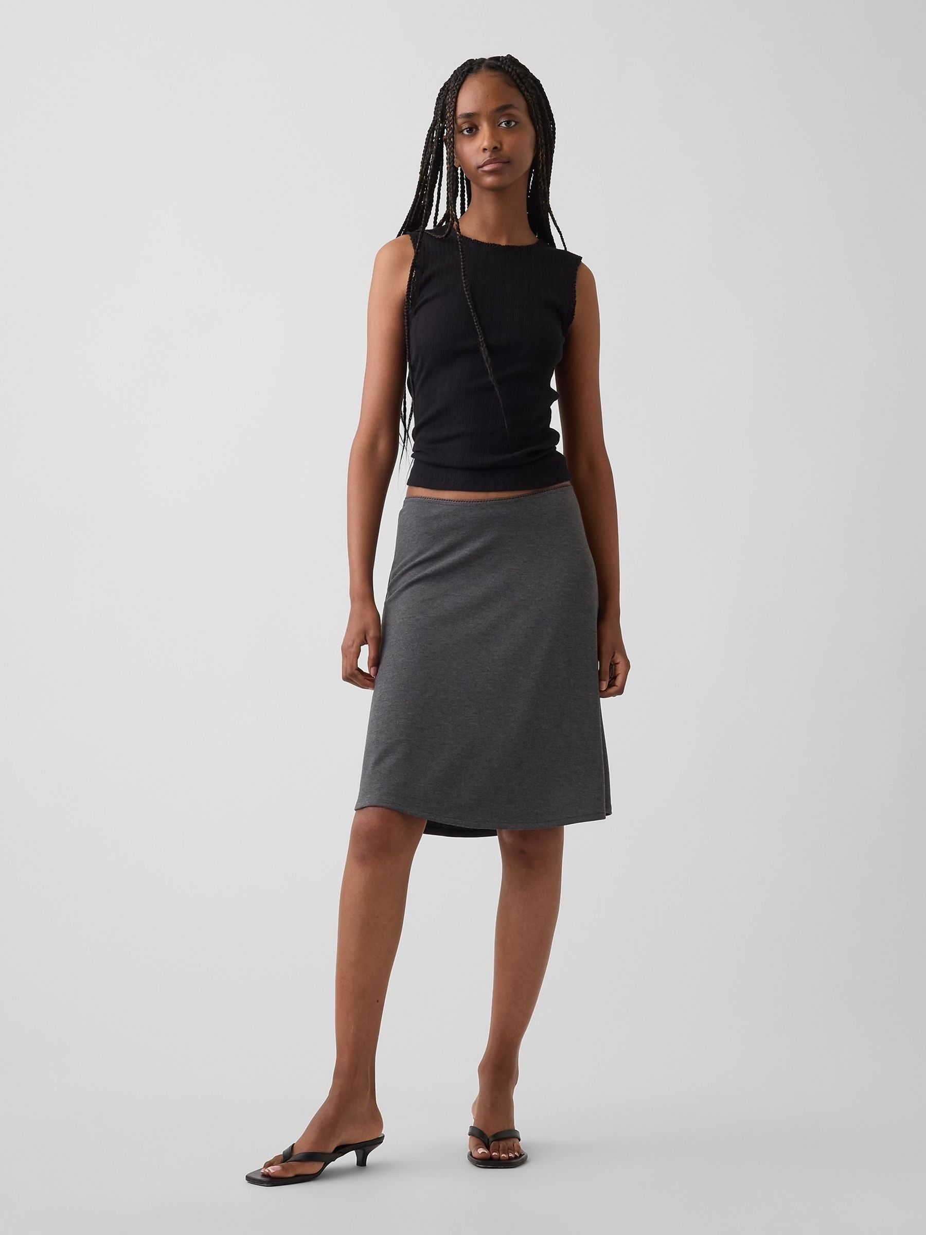 Grey Easy Knee-Length Skirt - Image 1 of 4 Grey Easy Knee-Length Skirt - Image 1 of 4