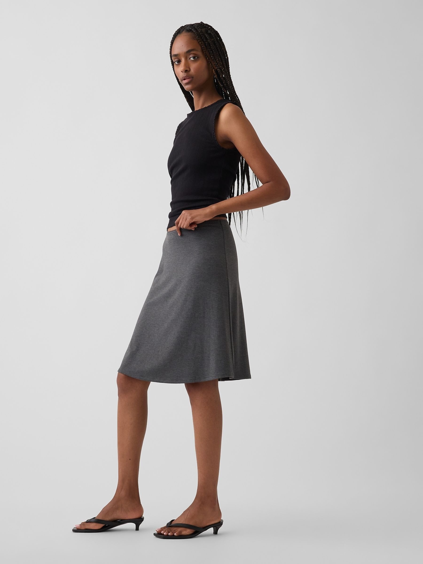 Grey Easy Knee-Length Skirt - Image 3 of 4