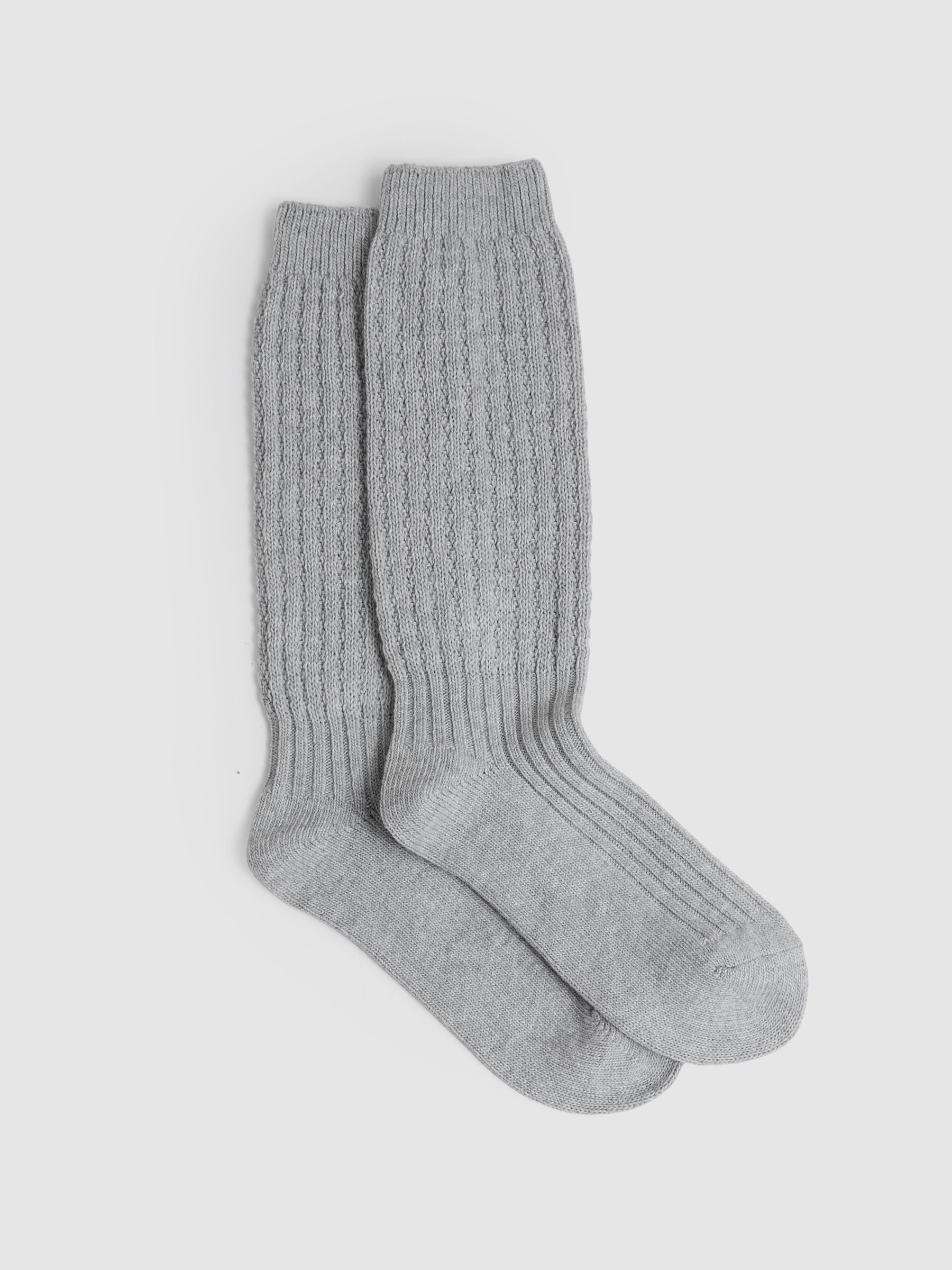Ribbed Socks with Wool and Cashmere in Grey - Image 1 of 2