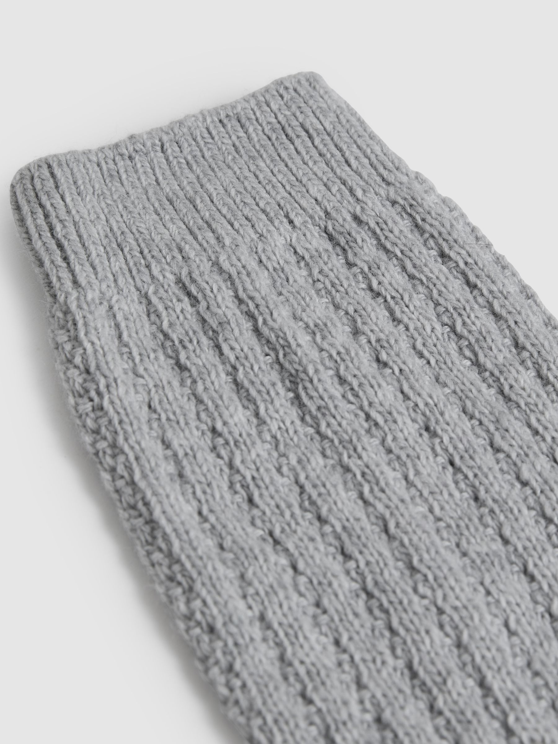 Ribbed Socks with Wool and Cashmere in Grey - Image 2 of 2 Ribbed Socks with Wool and Cashmere in Grey - Image 2 of 2