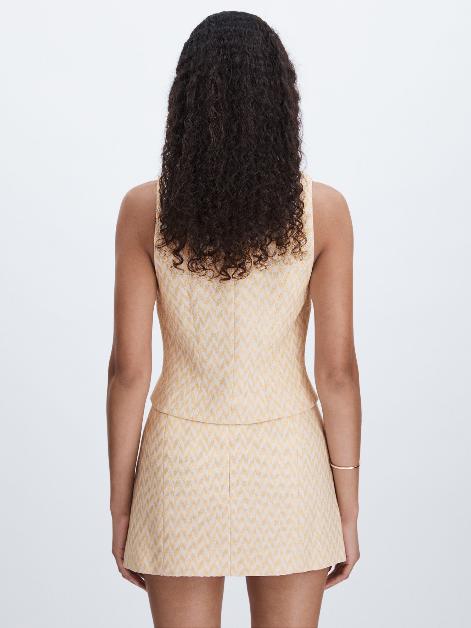Anna Quan Chevron-Weave Button-Through Top in Cream - Image 5 of 6