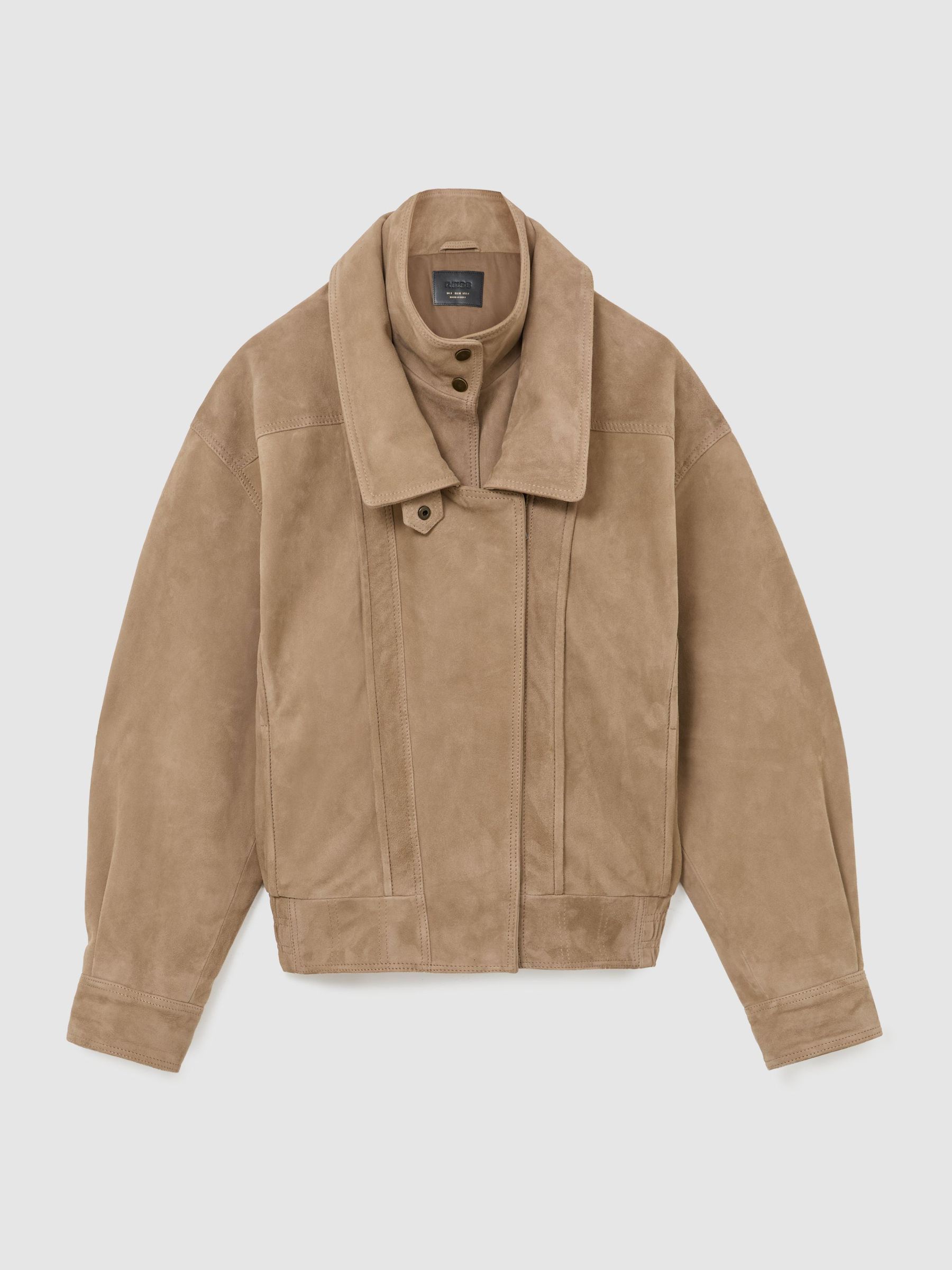 Suede Double-Layer Relaxed-Fit Jacket in Neutral - Image 2 of 10