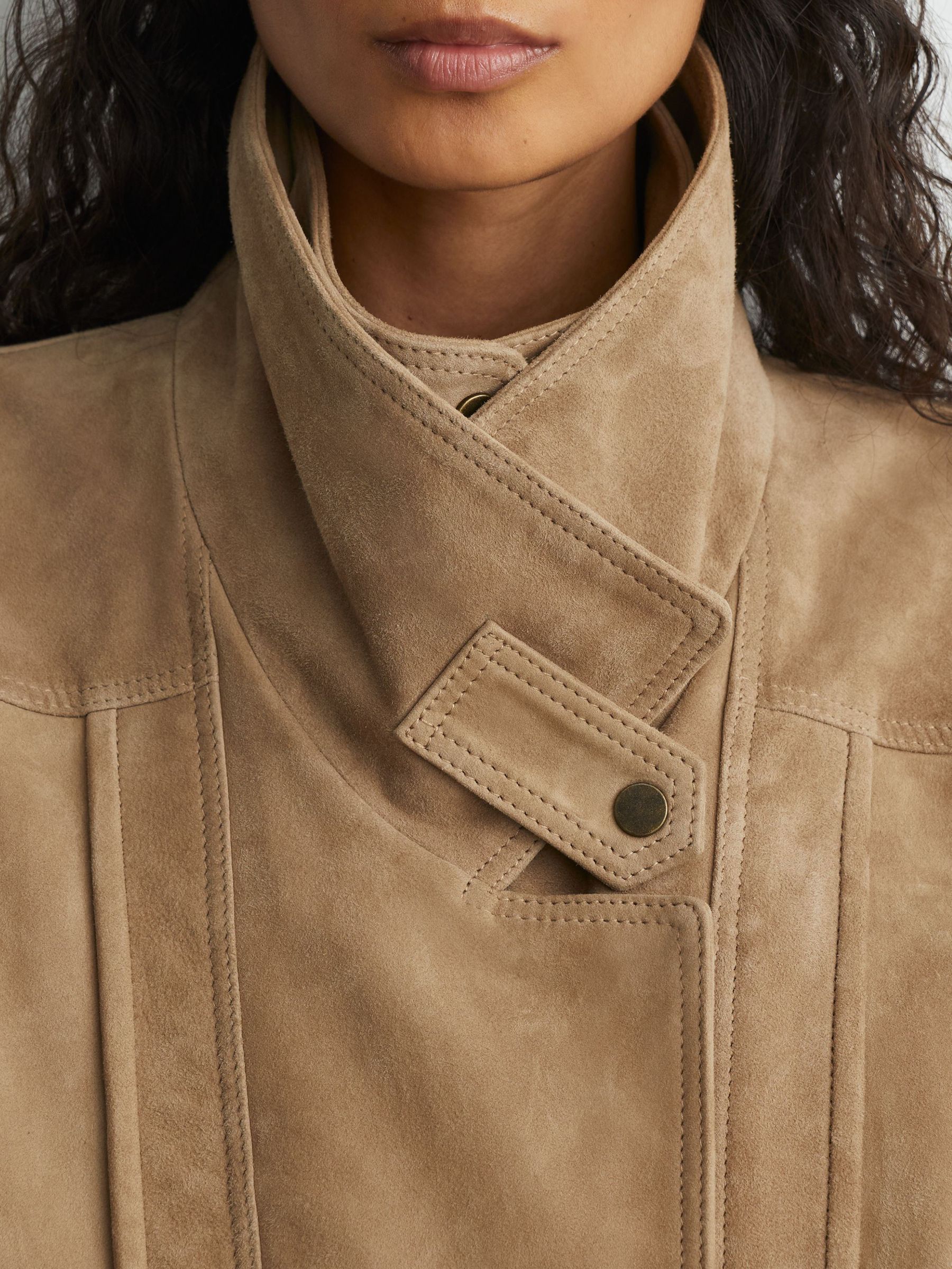 Suede Double-Layer Relaxed-Fit Jacket in Neutral - Image 4 of 10