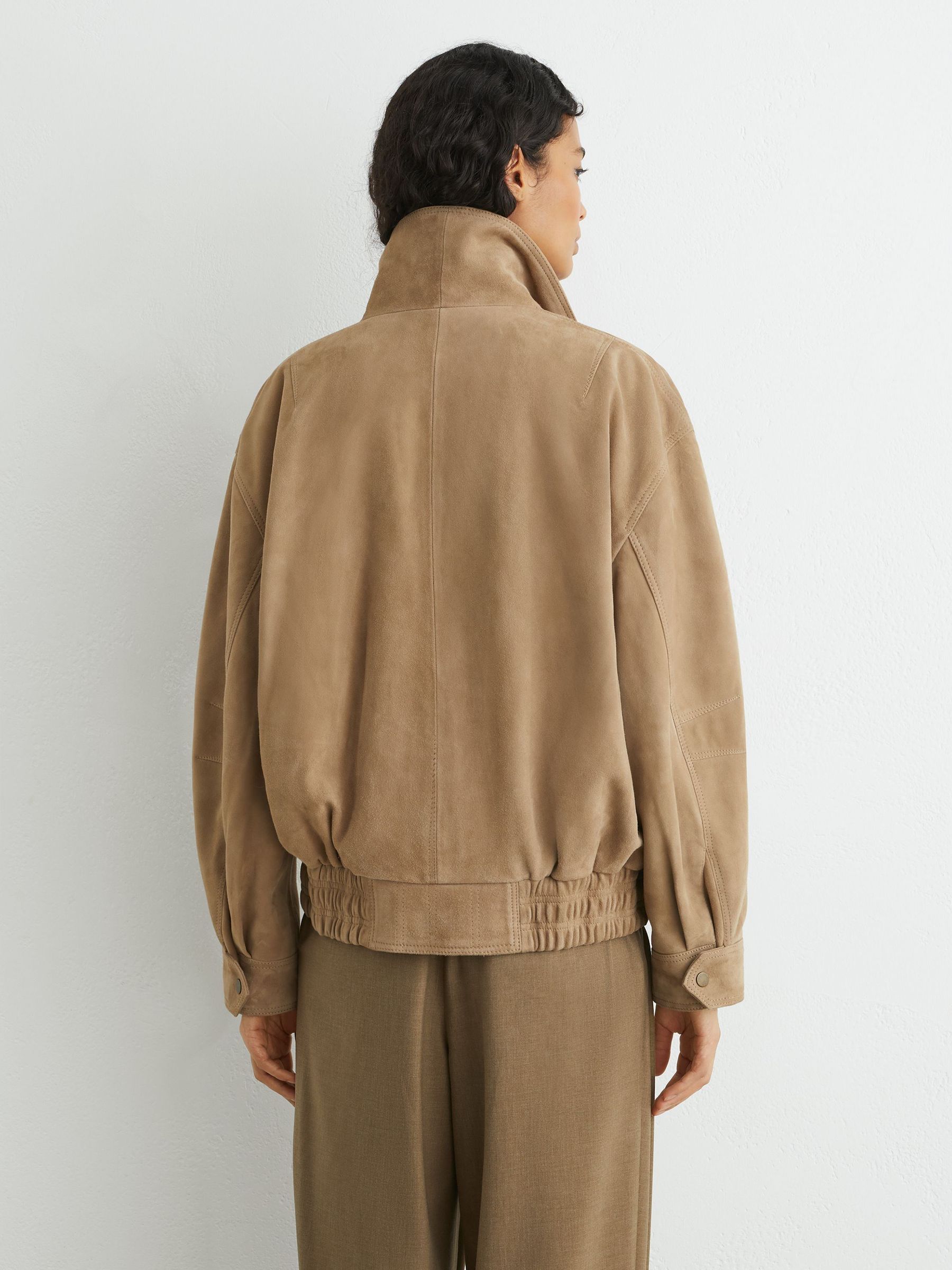 Suede Double-Layer Relaxed-Fit Jacket in Neutral - Image 9 of 10