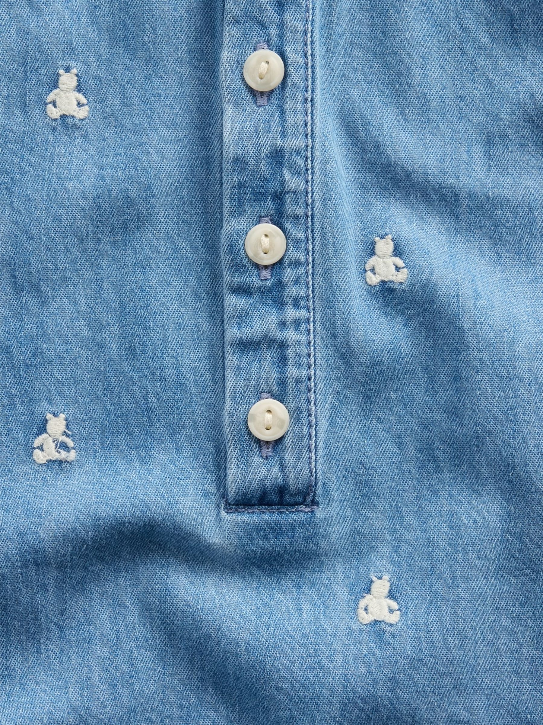 Blue Embroidered Brannan Bear Denim Short One-Piece - Image 3 of 3