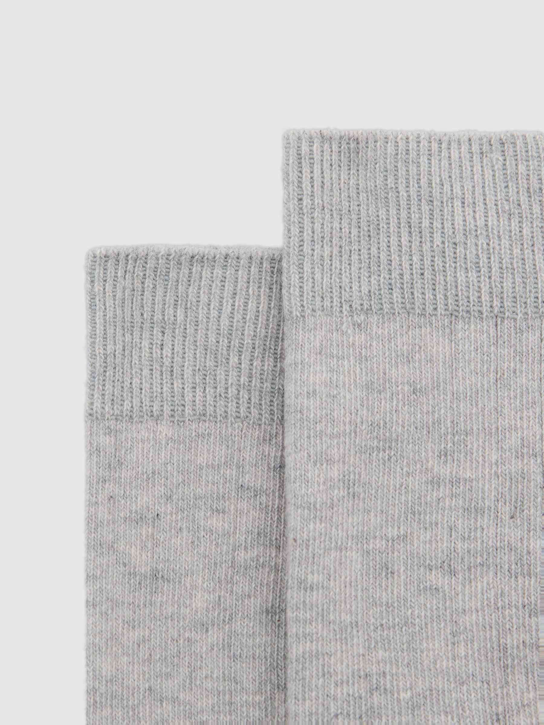 Cotton Blend Ribbed Loafer Socks in Grey Marl - Image 3 of 3