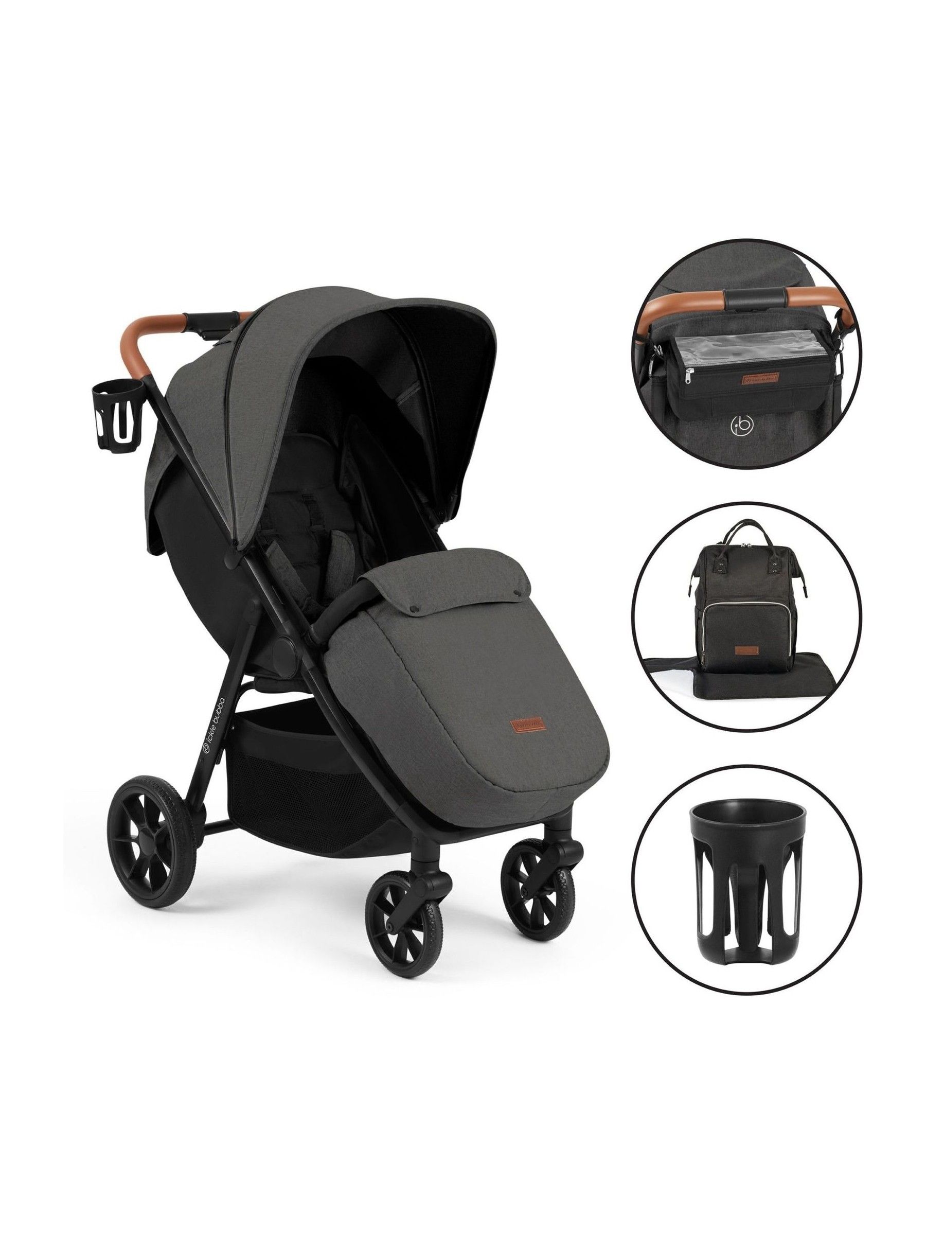 Ickle Bubba Charcoal Grey Stomp Stride Prime Stroller - Image 1 of 6