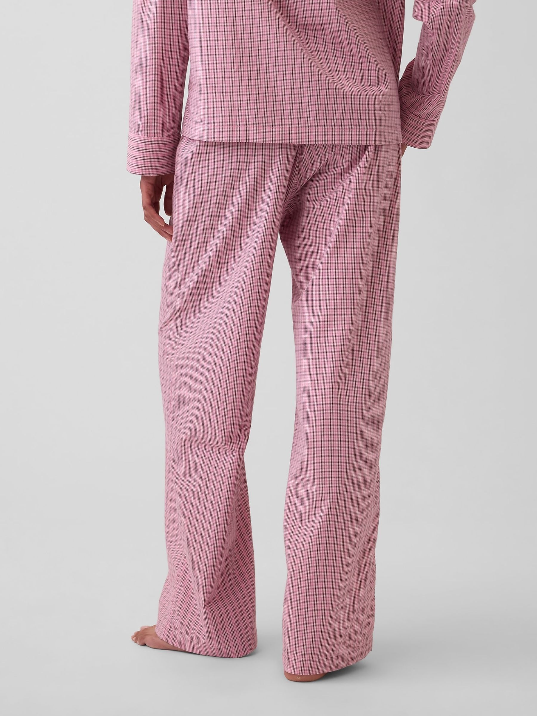 Pink Check Poplin Pyjamas Bottoms - Image 2 of 5 Pink Check Poplin Pyjamas Bottoms - Image 2 of 5