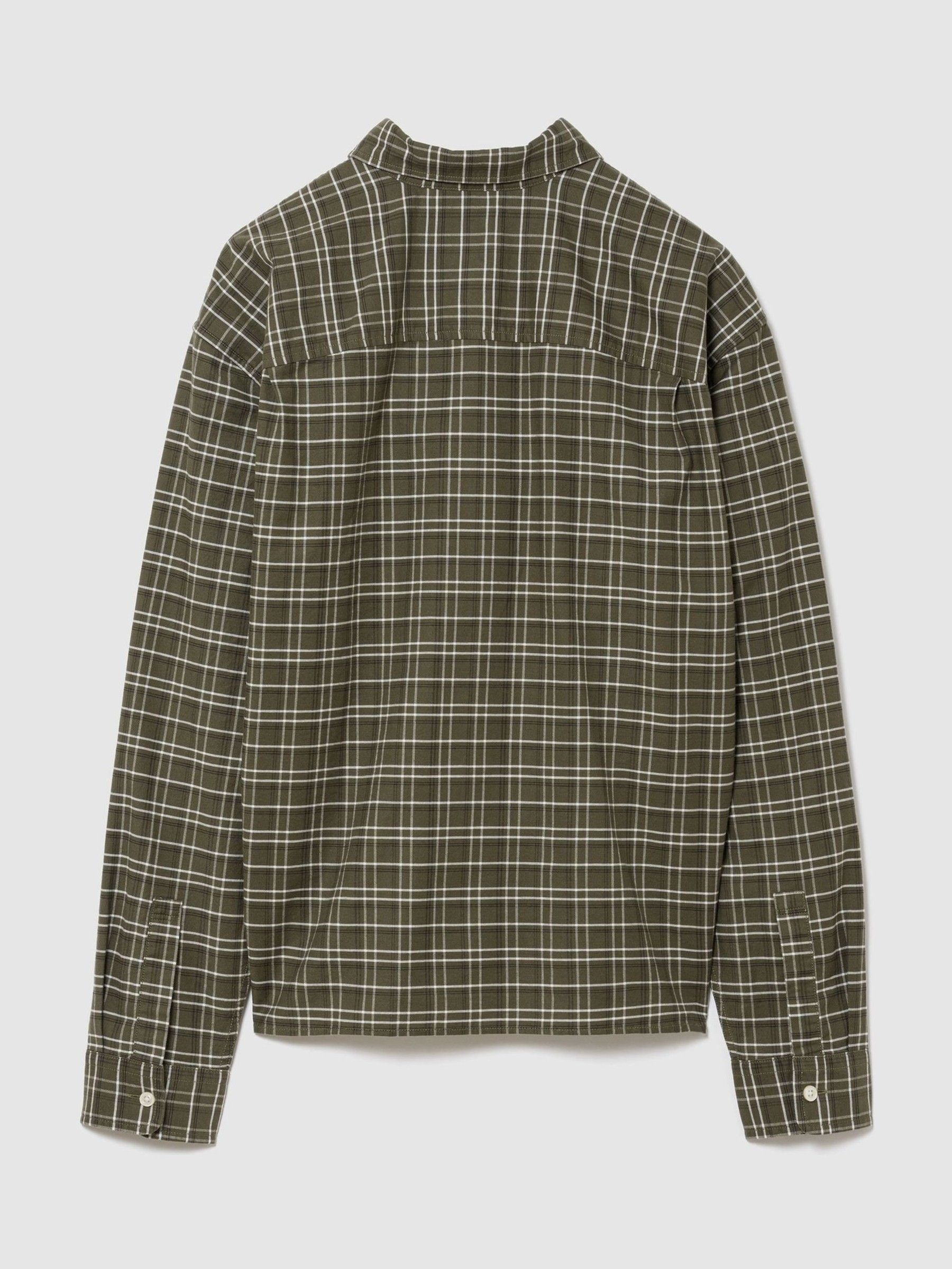 Green Check Relaxed Boxy Straight-Hem Oxford Shirt - Image 2 of 2