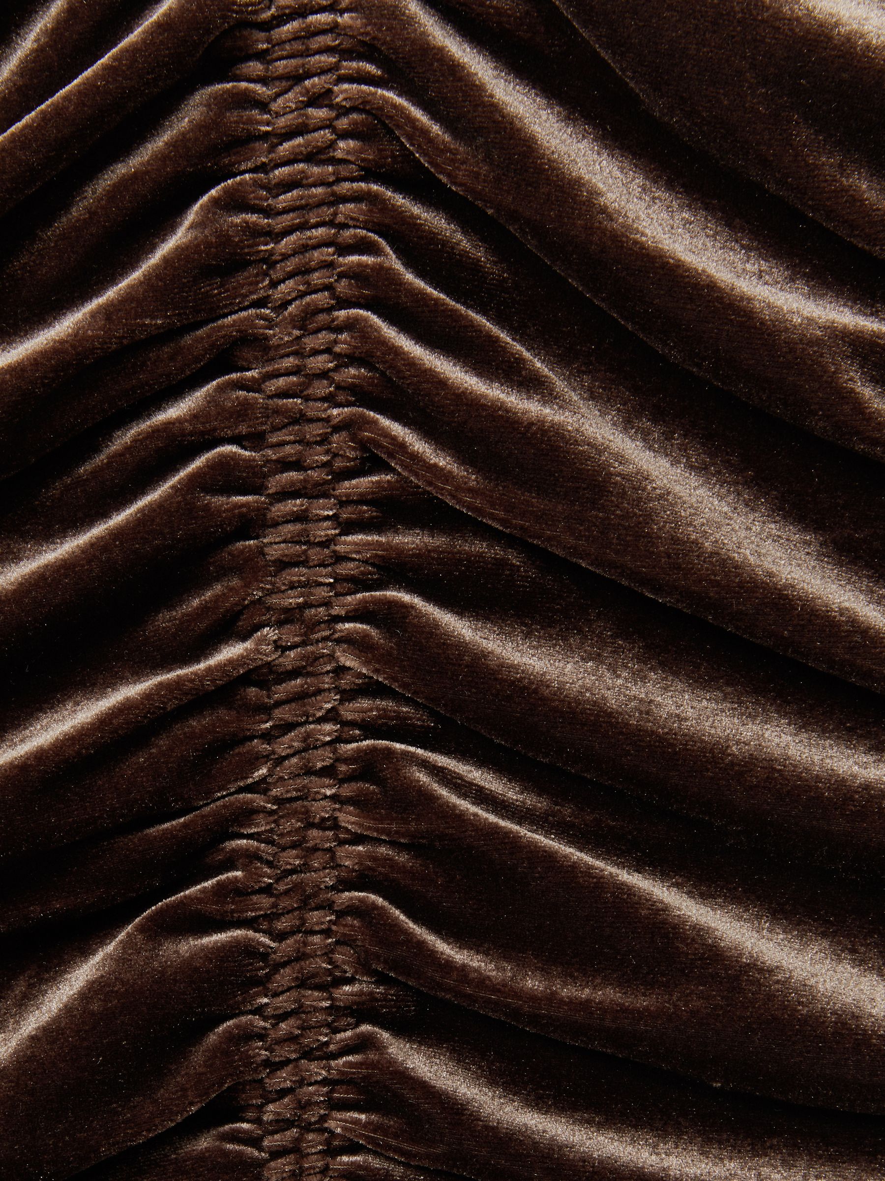 Velvet Ruched Long-Sleeve Top in Chocolate - Image 6 of 6