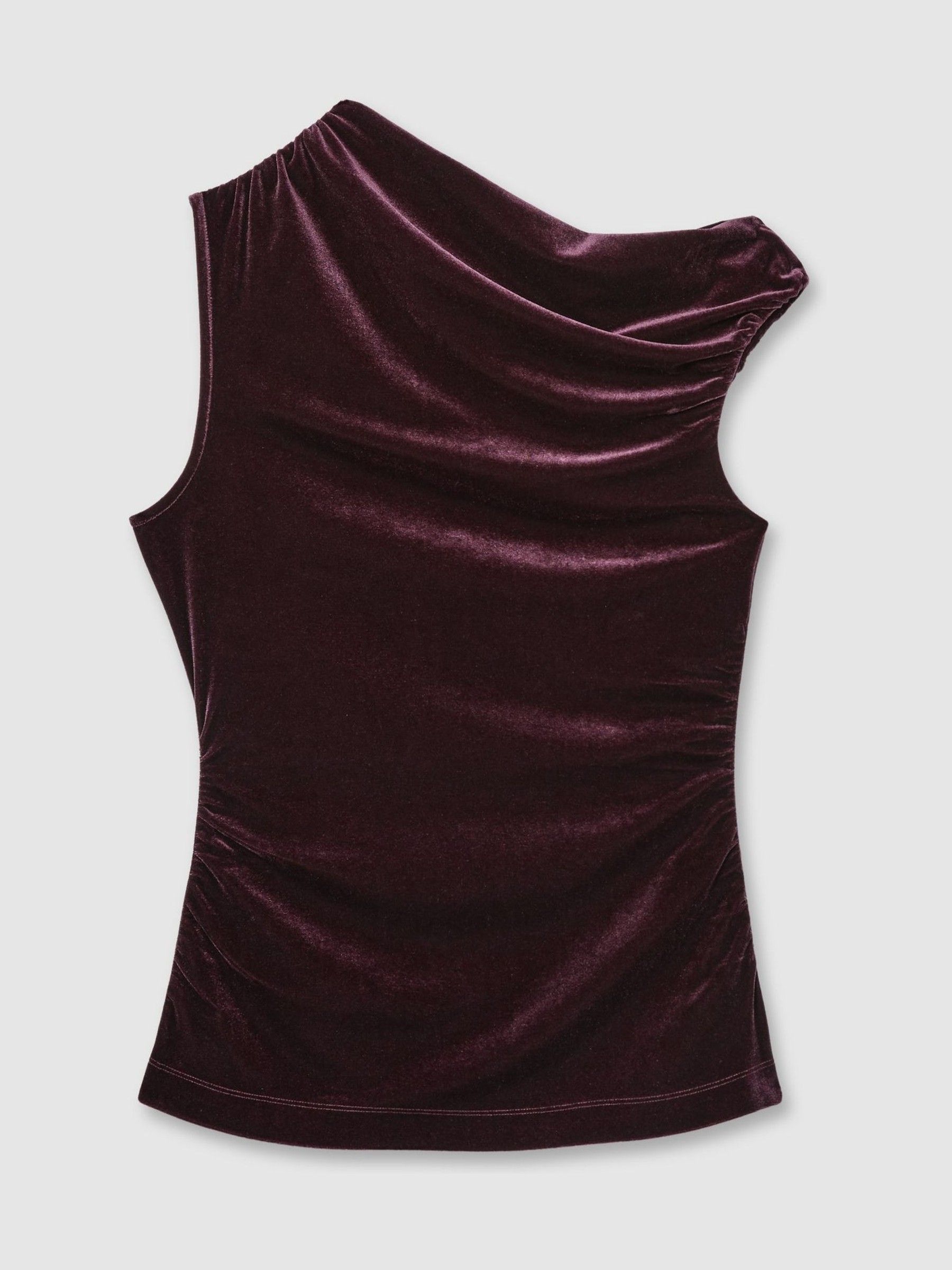 Velvet Drape Off-Shoulder Top in Berry - Image 2 of 6