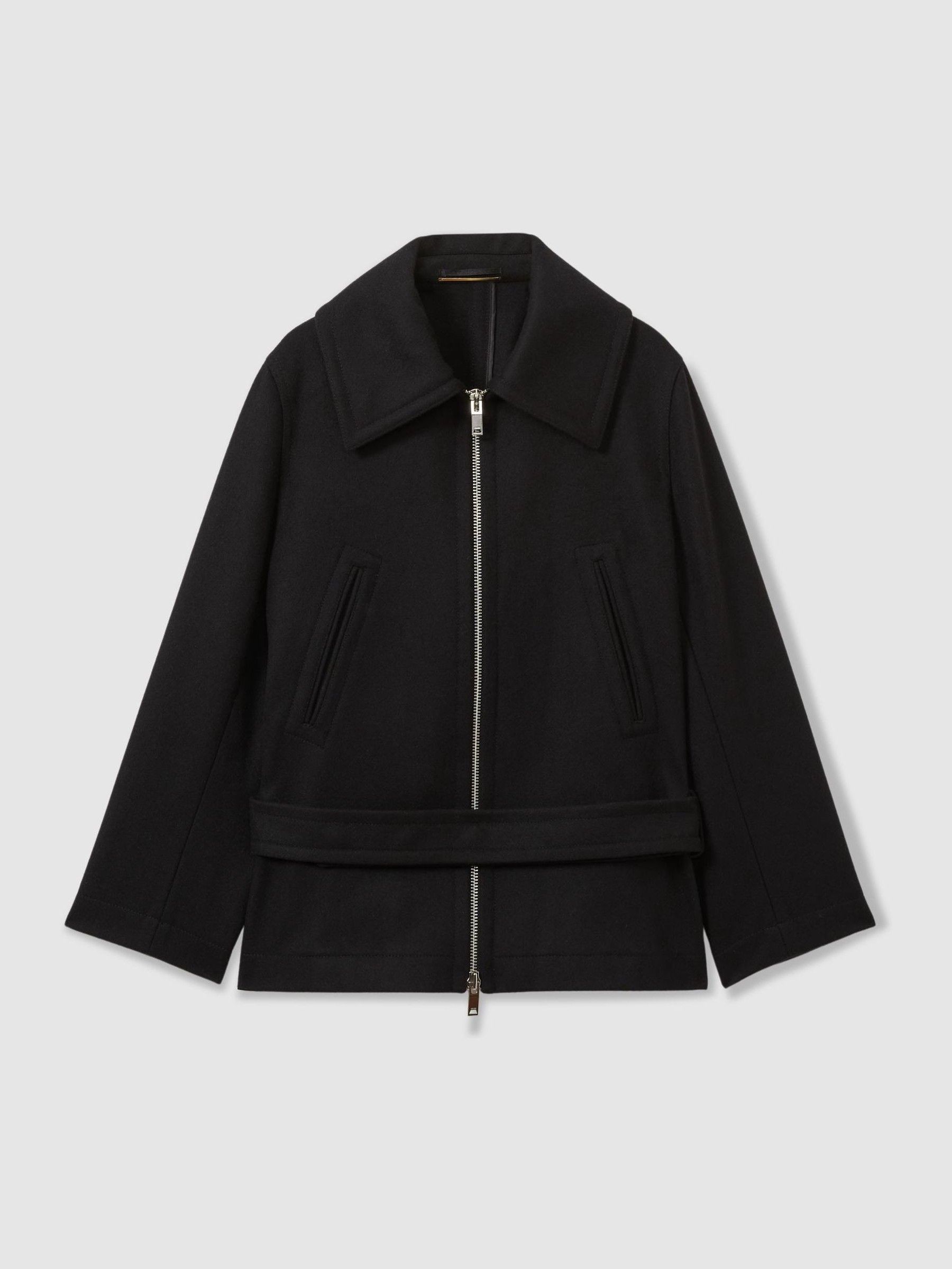 Atelier Virgin Wool-Blend Belted Coat in Black - image 1