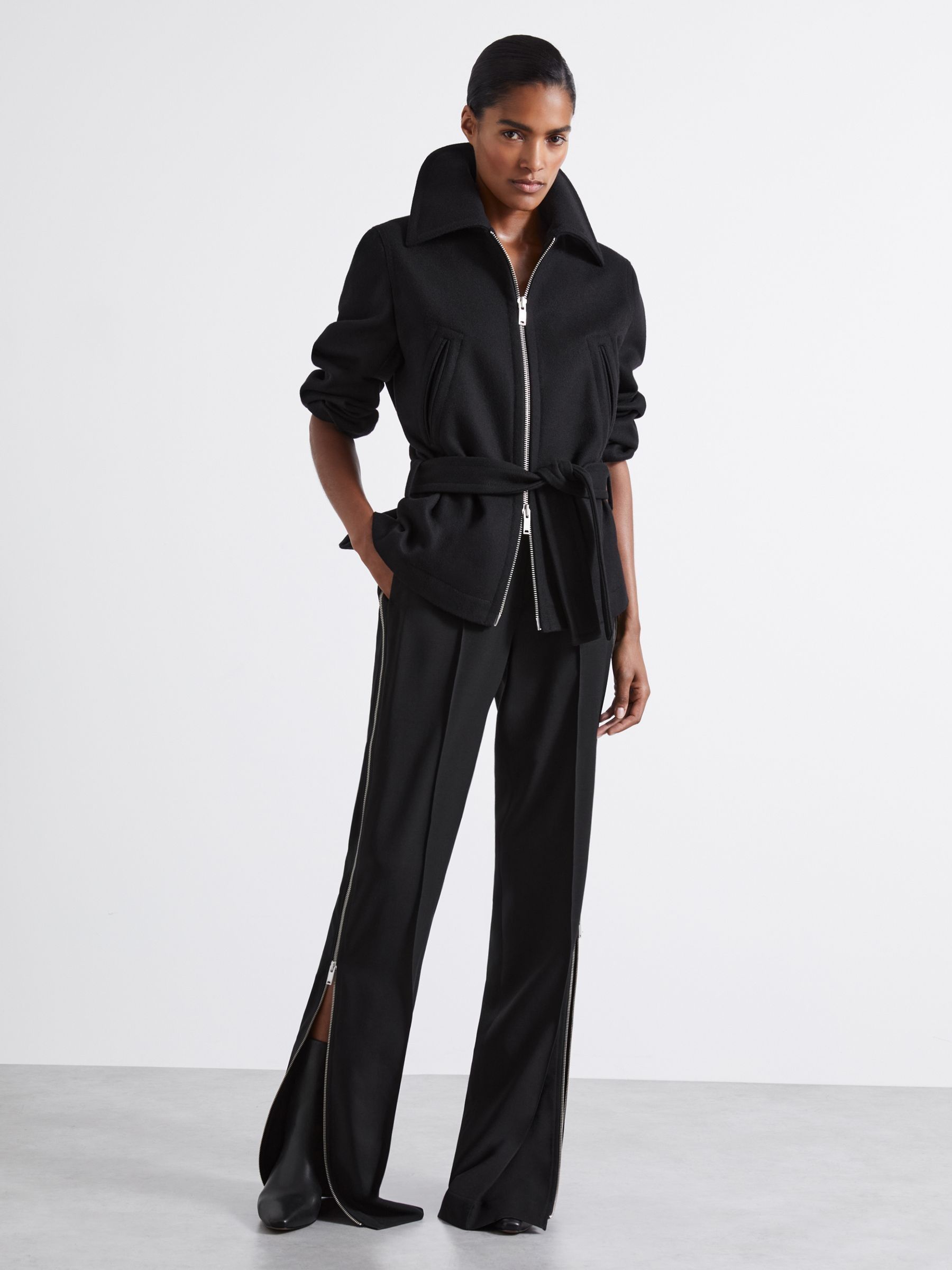Atelier Virgin Wool-Blend Belted Coat in Black - image 3