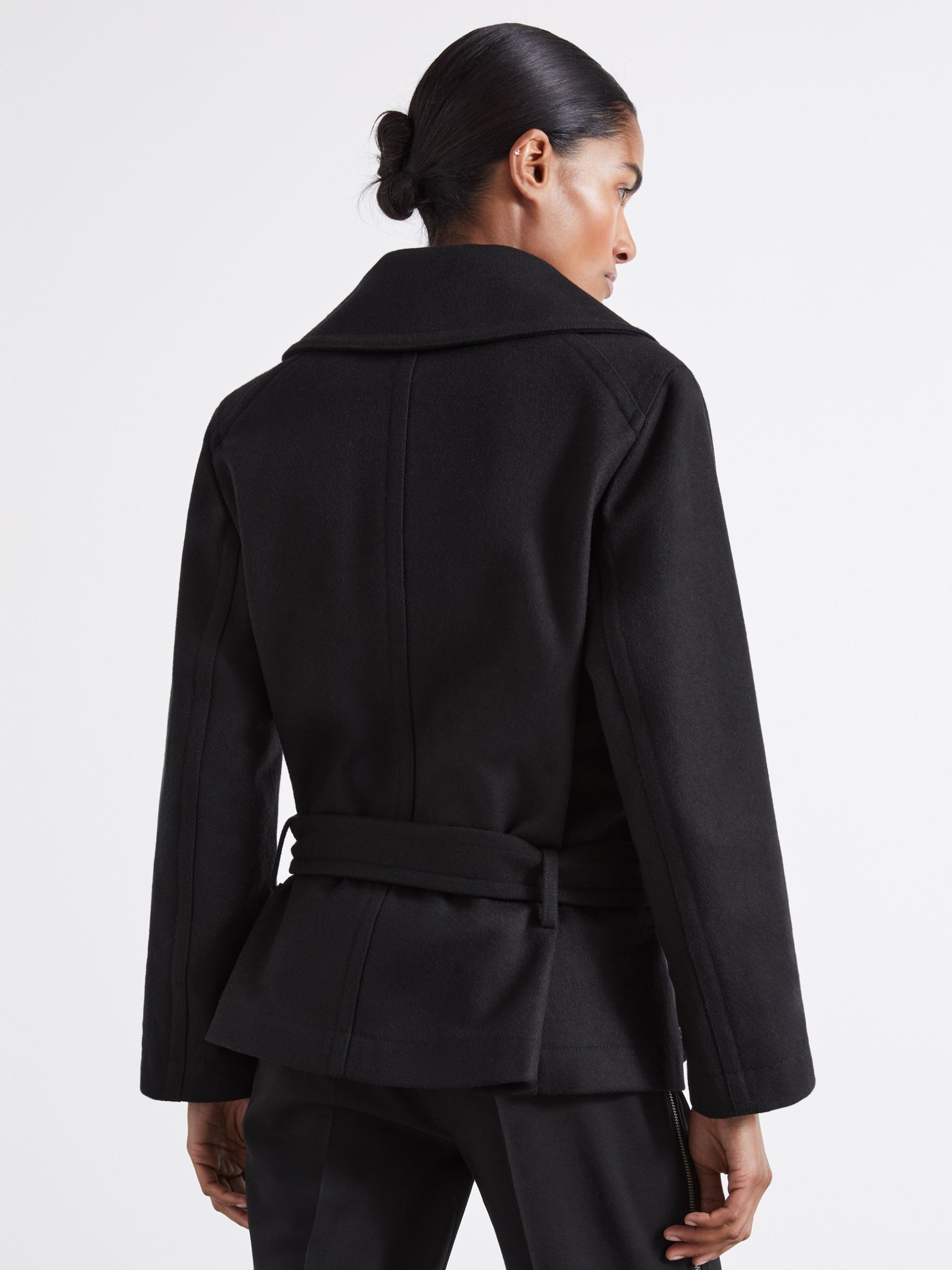 Atelier Virgin Wool-Blend Belted Coat in Black - Image 4 of 5