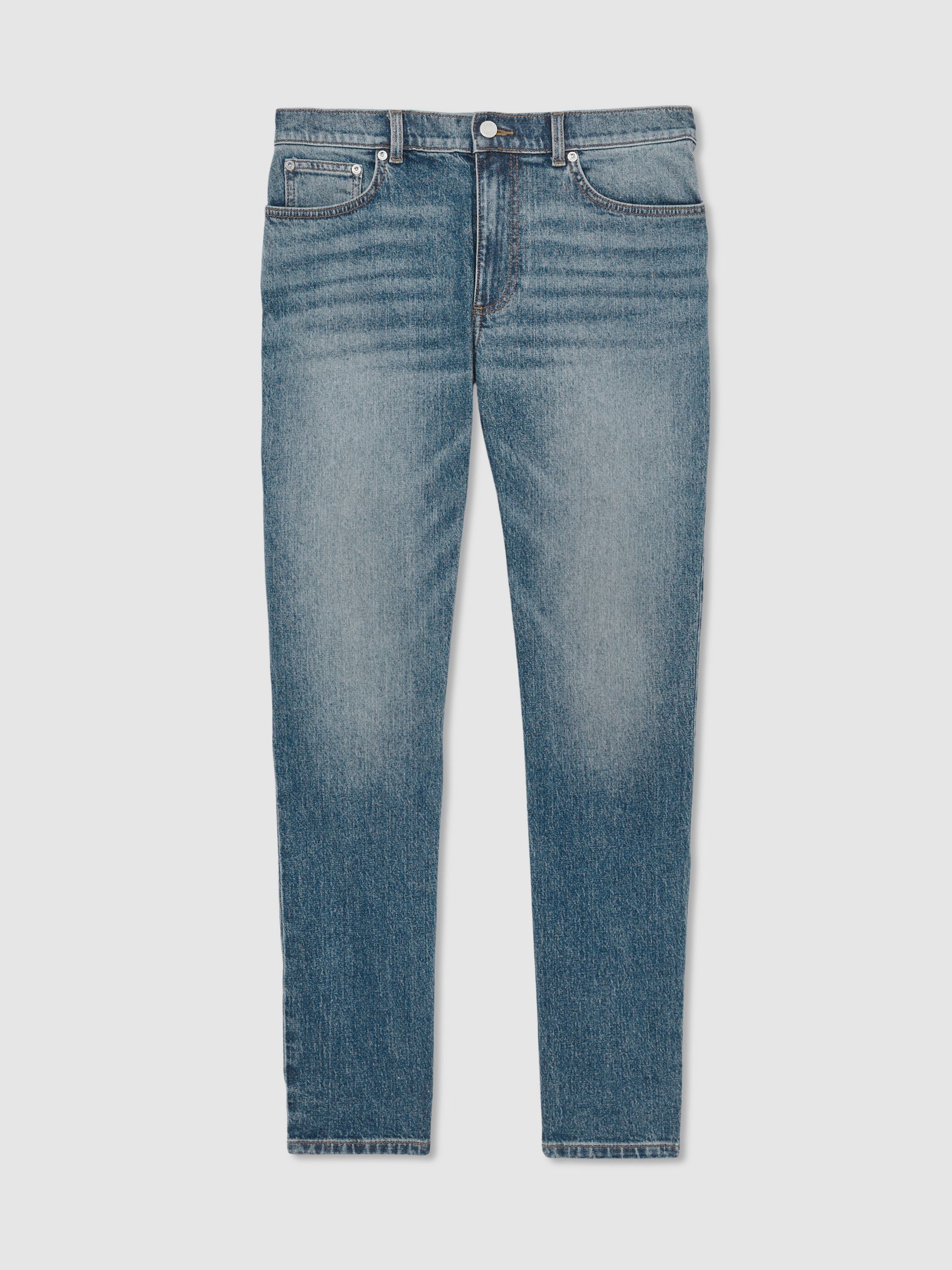 Cotton-Stretch Slim-Fit Jeans in Washed Indigo Green Cast - Image 2 of 7