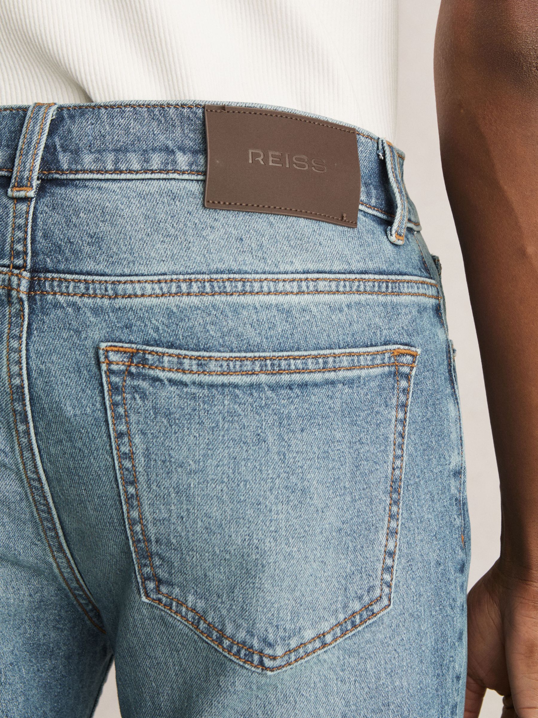 Cotton-Stretch Slim-Fit Jeans in Washed Indigo Green Cast - image 5