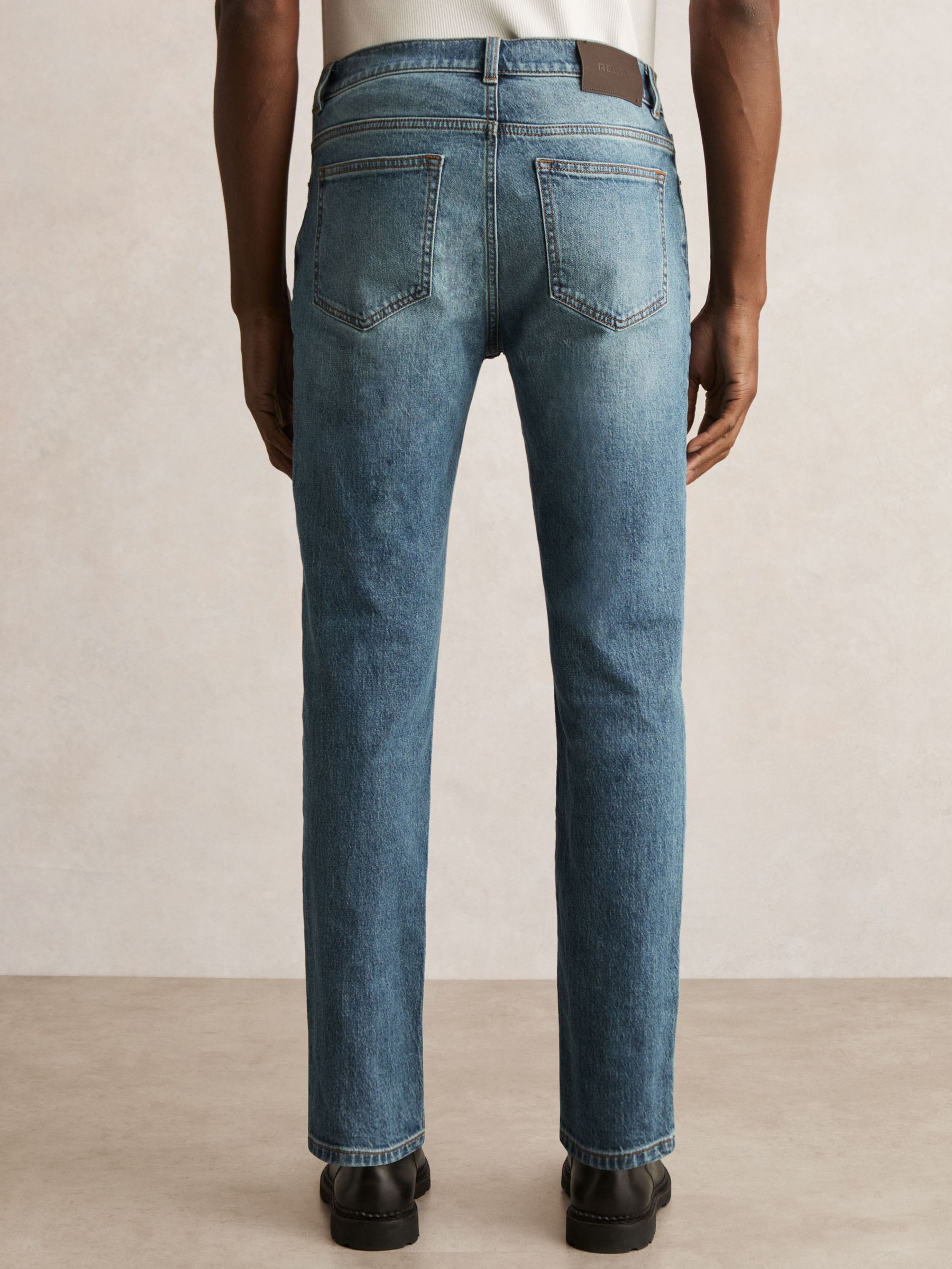 Cotton-Stretch Slim-Fit Jeans in Washed Indigo Green Cast - image 4