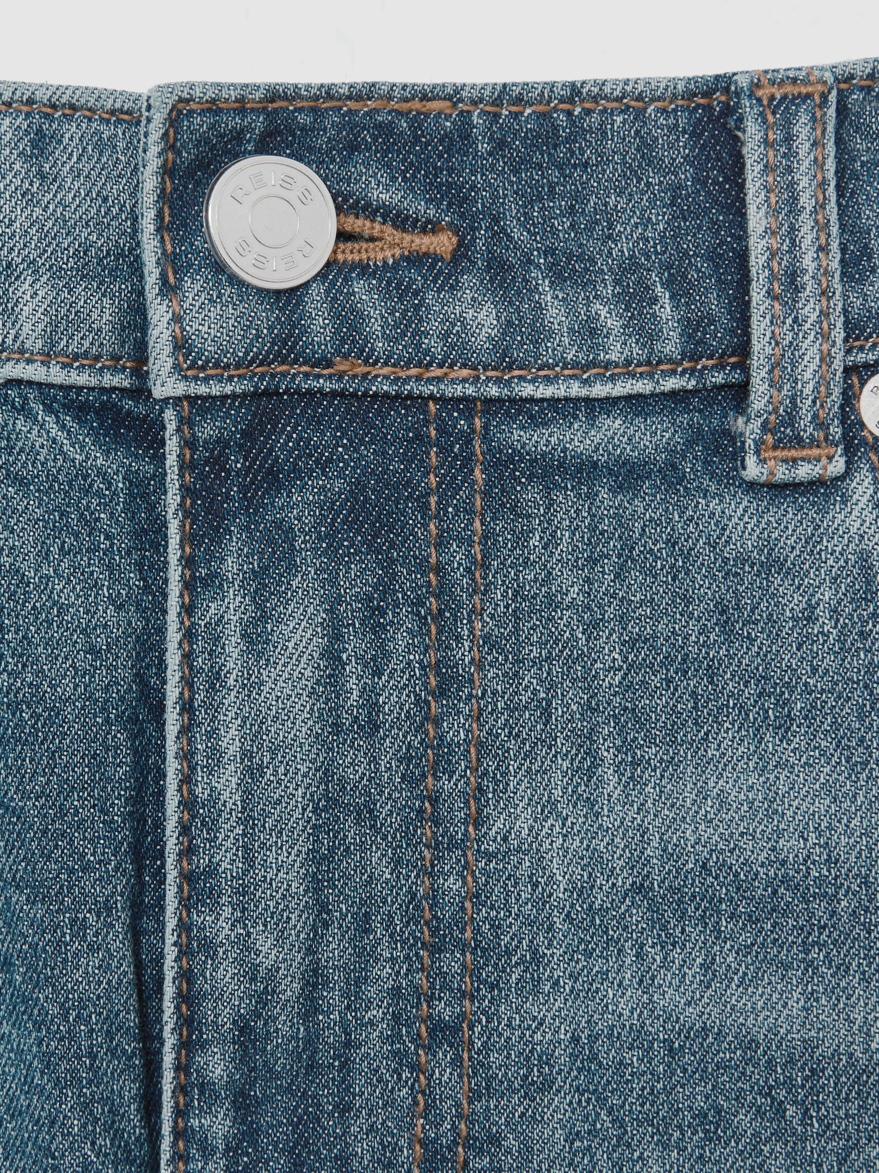 Cotton-Stretch Slim-Fit Jeans in Washed Indigo Green Cast - image 3