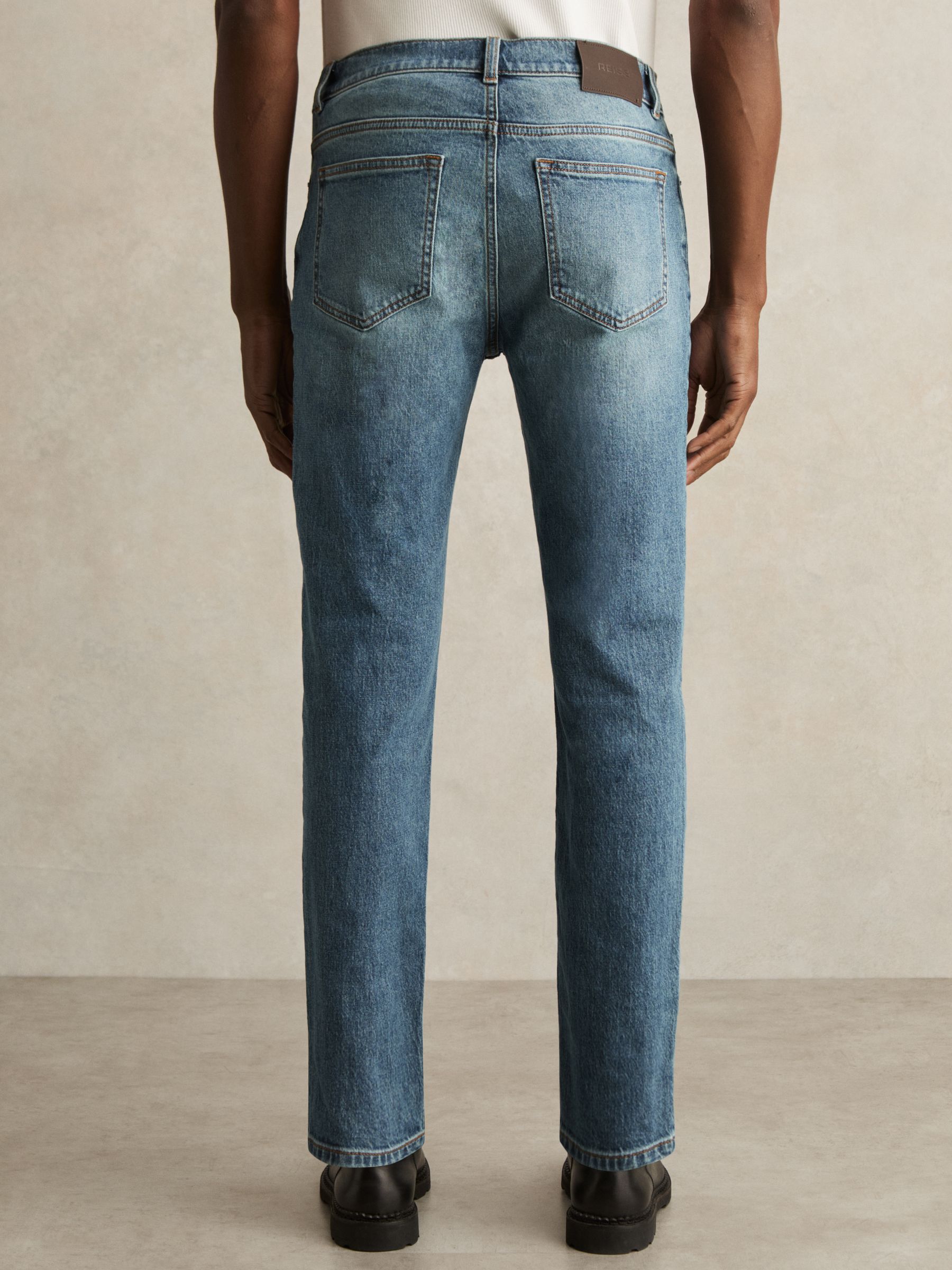 Cotton-Stretch Slim-Fit Jeans in Washed Indigo Green Cast - Image 6 of 7