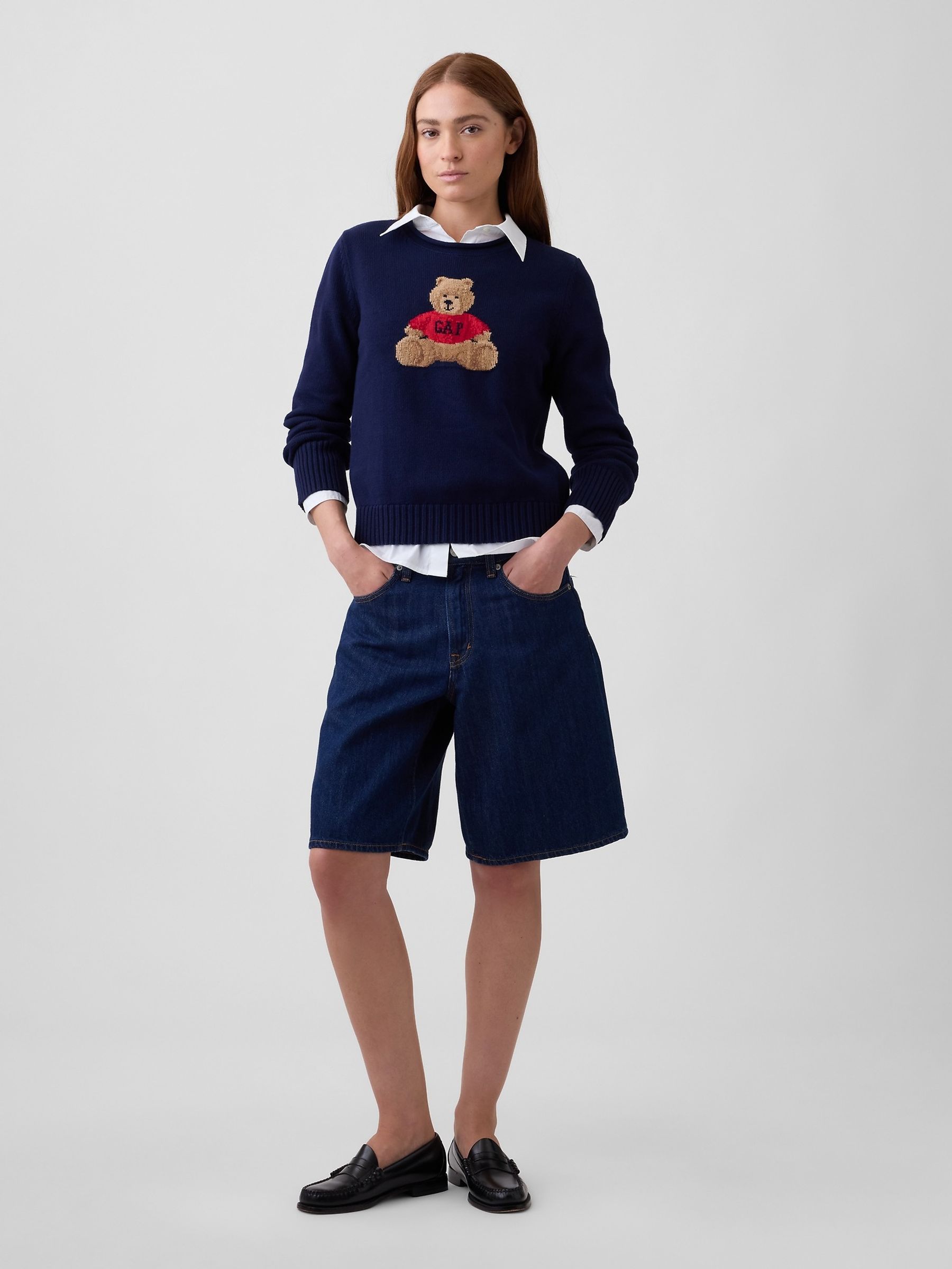 Navy Brannan Bear Rolled-neck Intarsia Jumper - Image 3 of 5