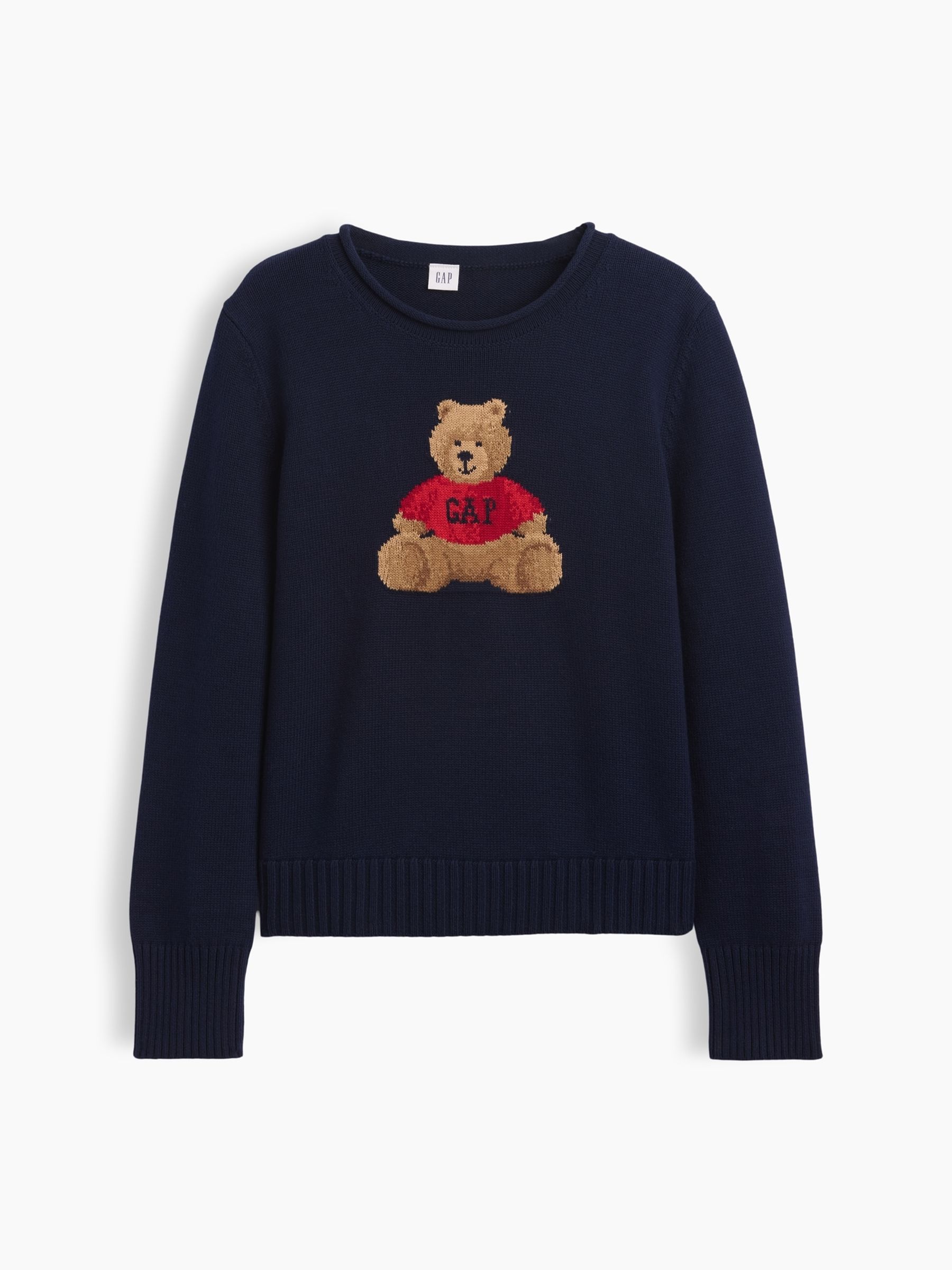 Navy Brannan Bear Rolled-neck Intarsia Jumper - Image 4 of 5