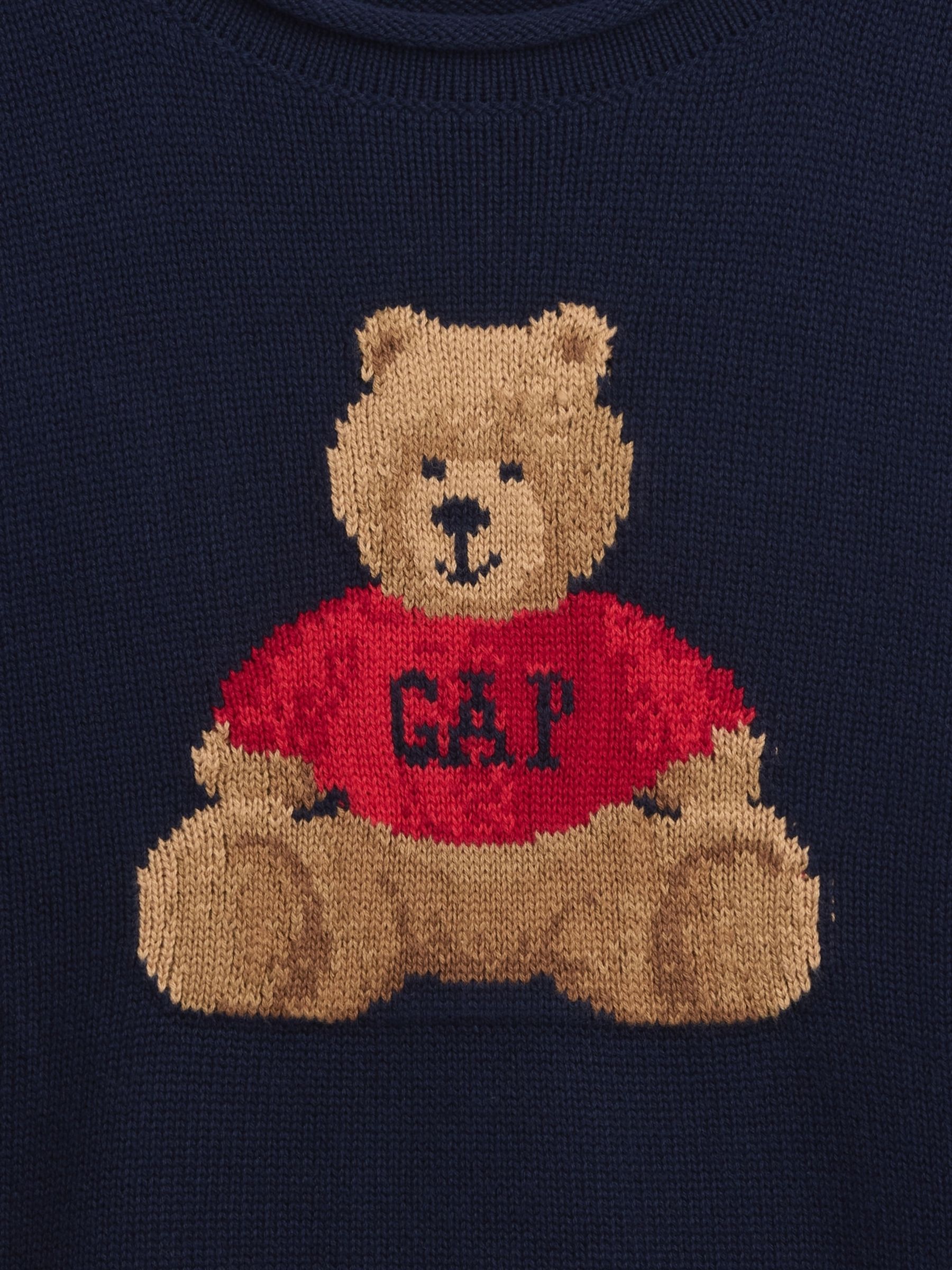 Navy Brannan Bear Rolled-neck Intarsia Jumper - Image 5 of 5