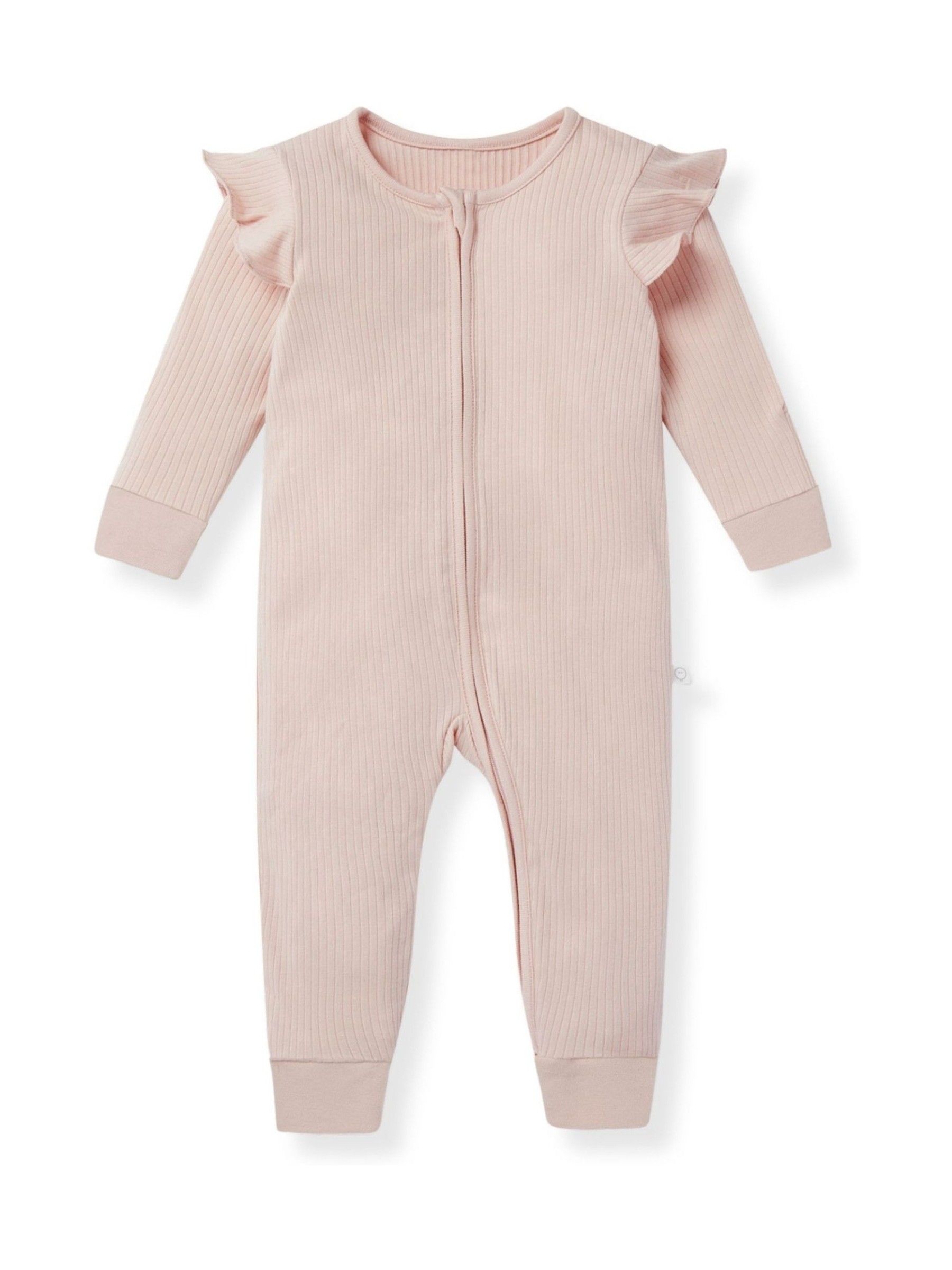 MORI Pink Supersoft Ribbed 2 Way Zip Sleepsuit - Image 3 of 6