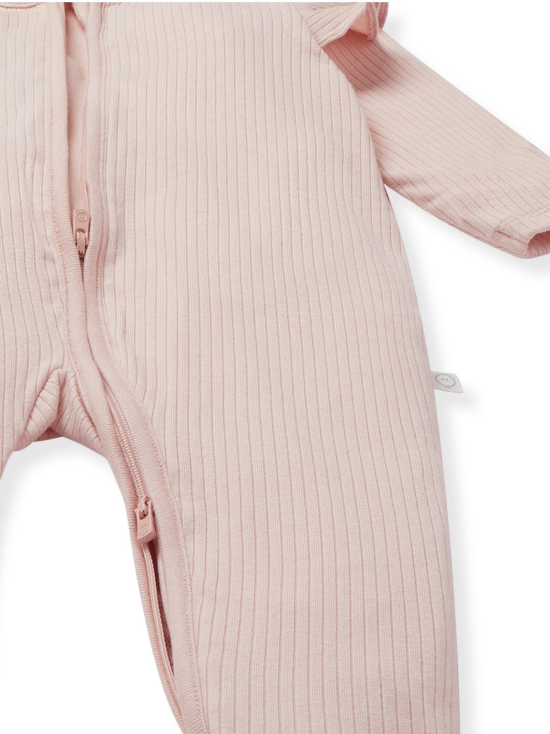 MORI Pink Supersoft Ribbed 2 Way Zip Sleepsuit - Image 4 of 6